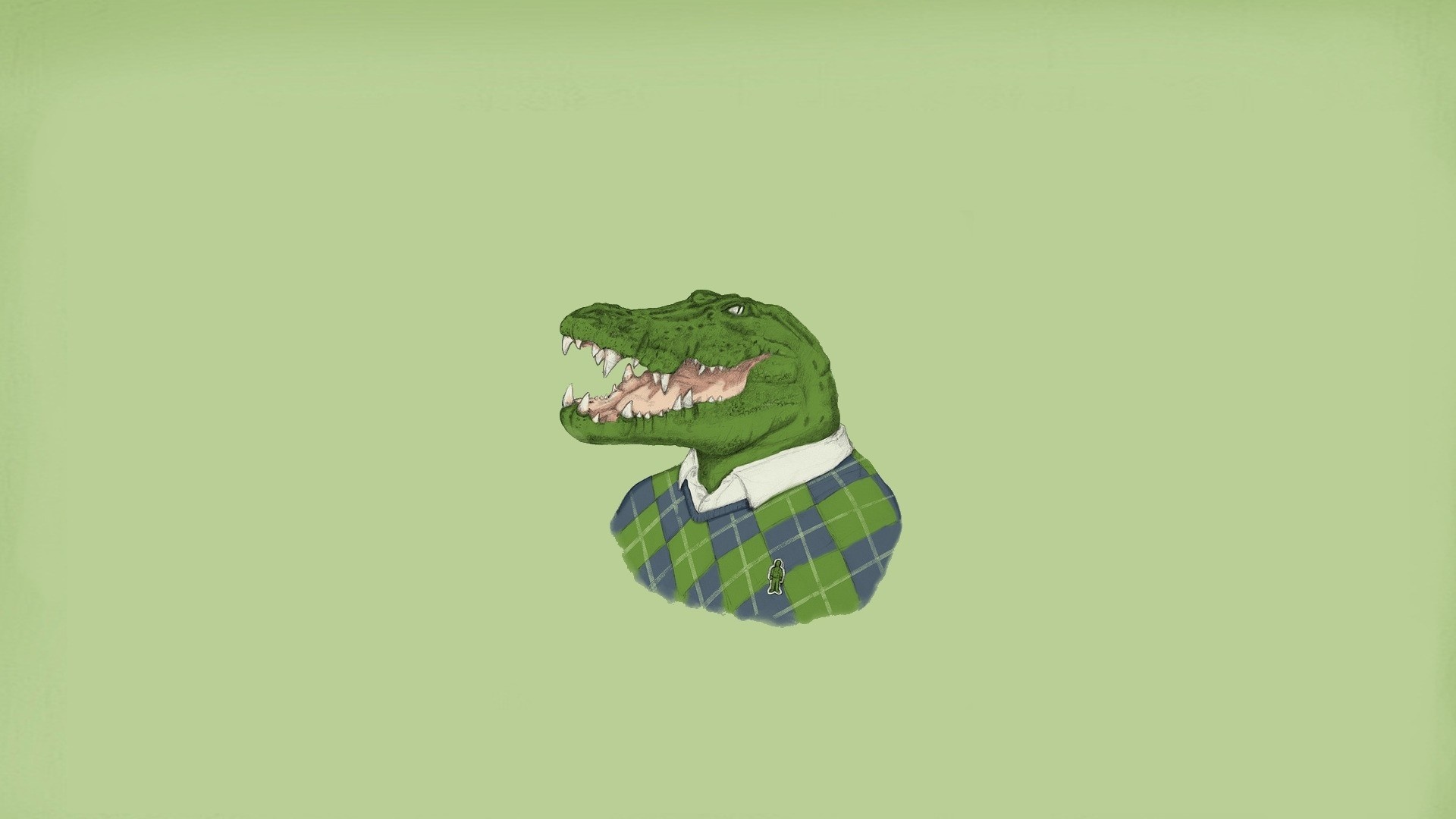 Illustration of a cartoon alligator wearing a sweater HD Wallpaper