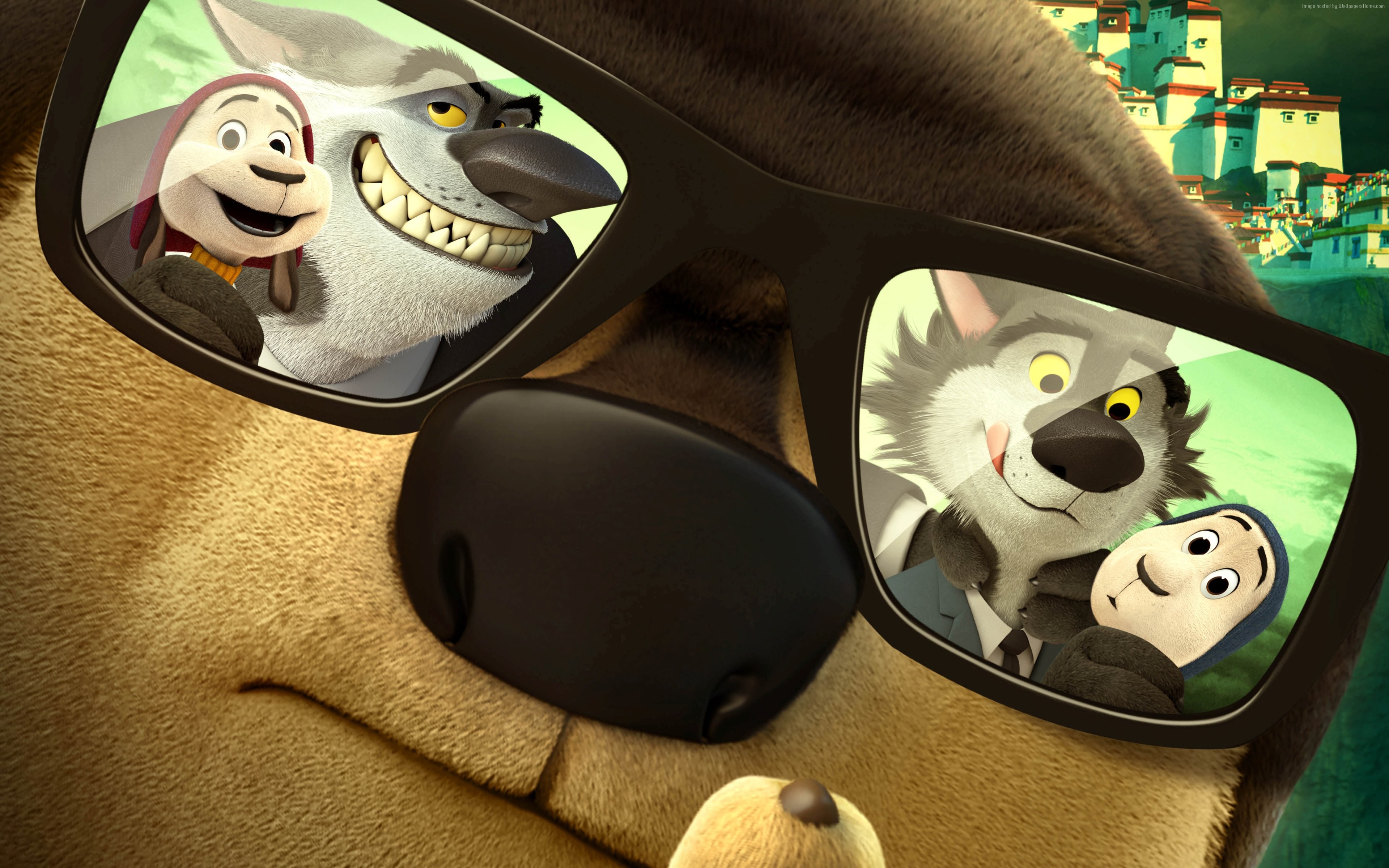 Rock Dog characters reflected in sunglasses HD Wallpaper