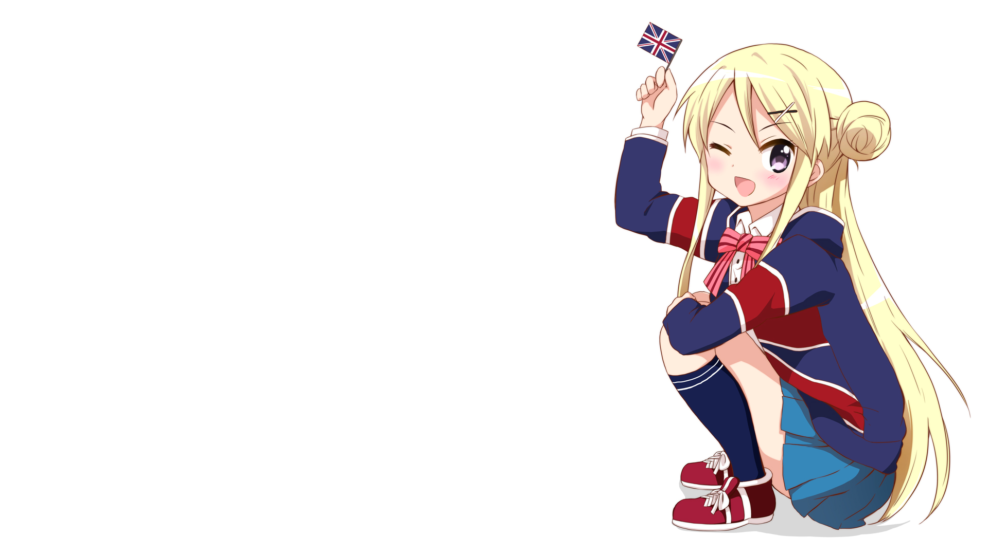 Kujou Karen from Kin Iro Mosaic holding a Union Jack flag HD Wallpaper