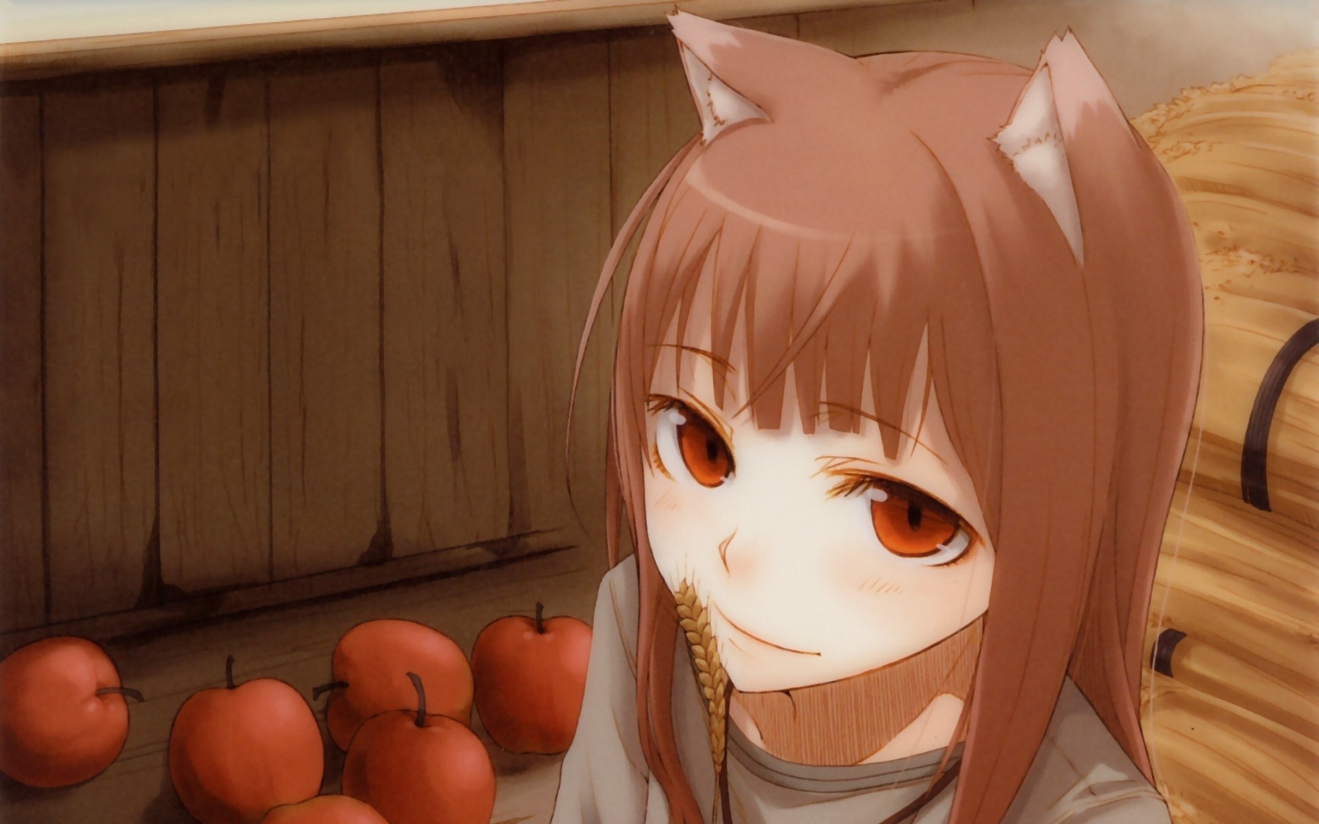 Holo from Spice and Wolf with wheat and apples HD Wallpaper