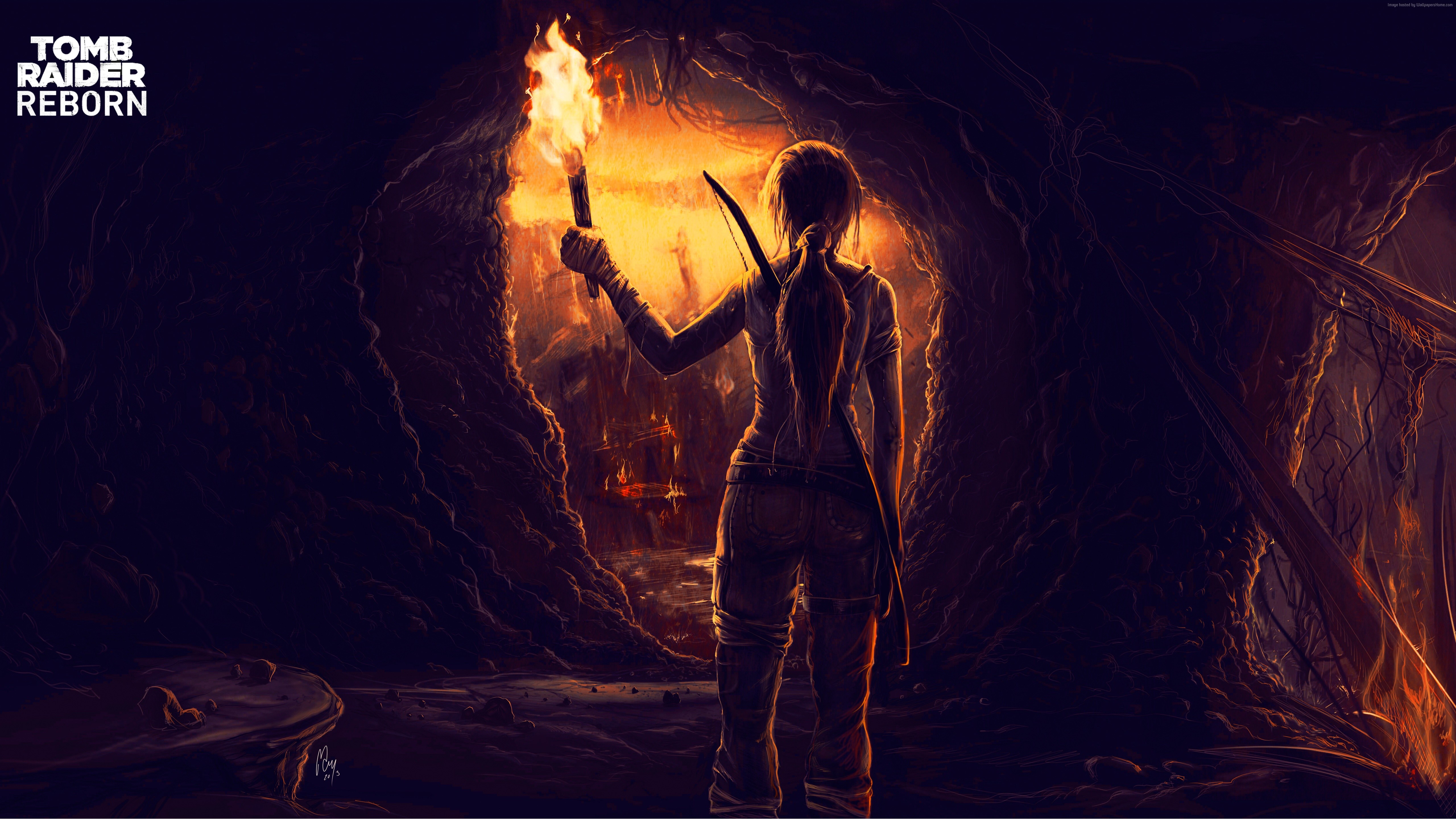 Lara Croft from Tomb Raider Reborn holding a torch HD Wallpaper