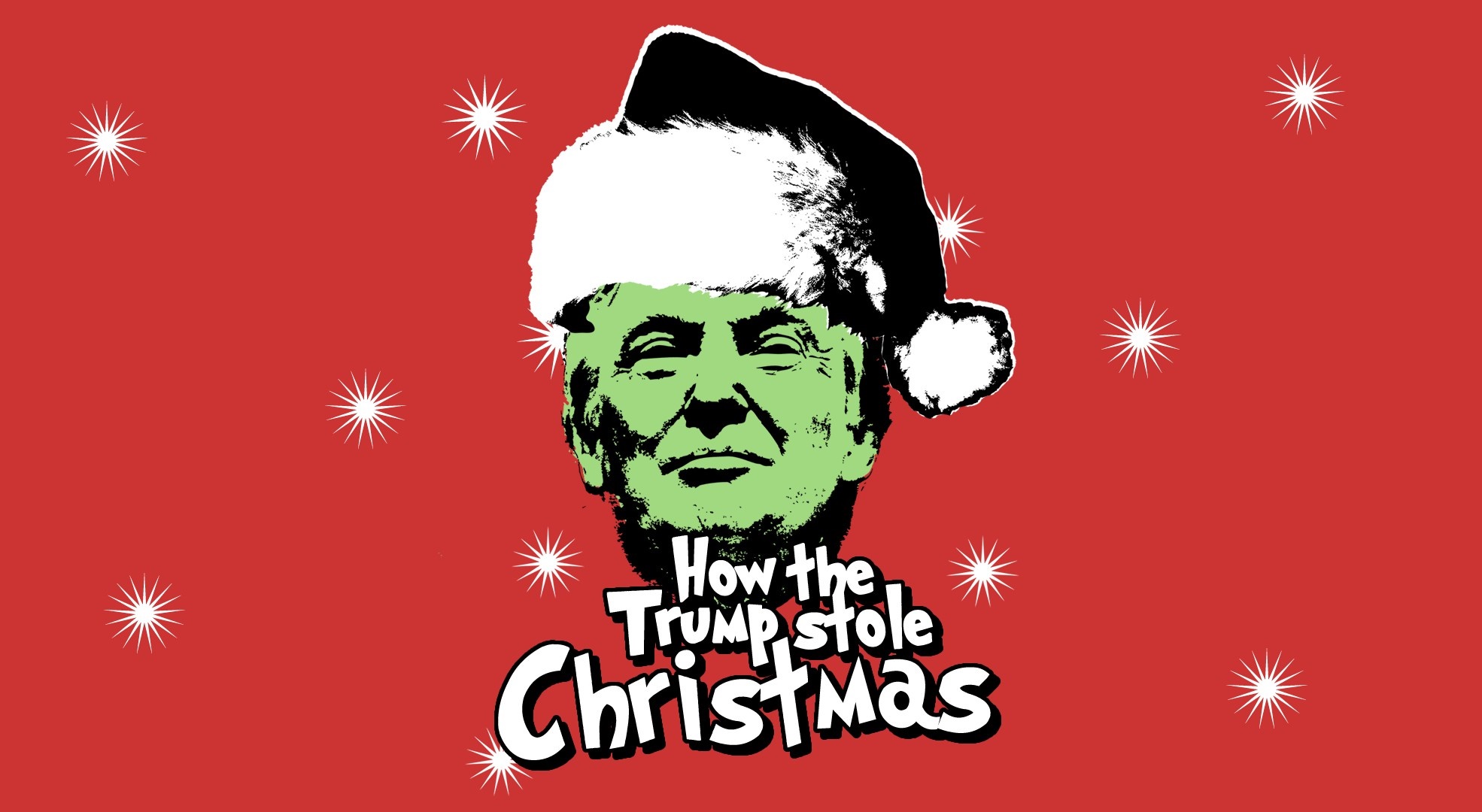 Donald Trump as the Grinch wearing a Santa hat HD Wallpaper