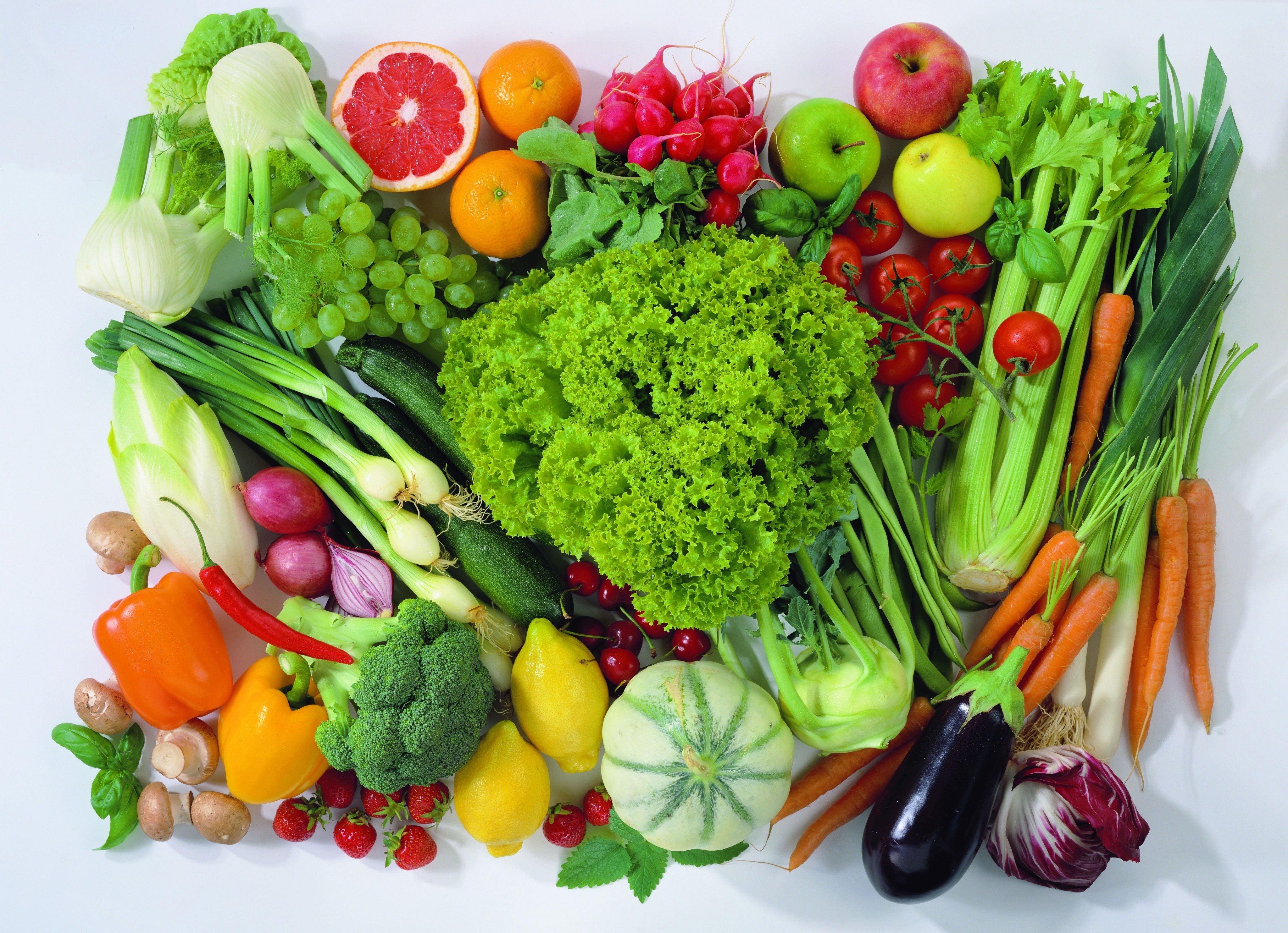 Assortment of fresh fruits and vegetables HD Wallpaper
