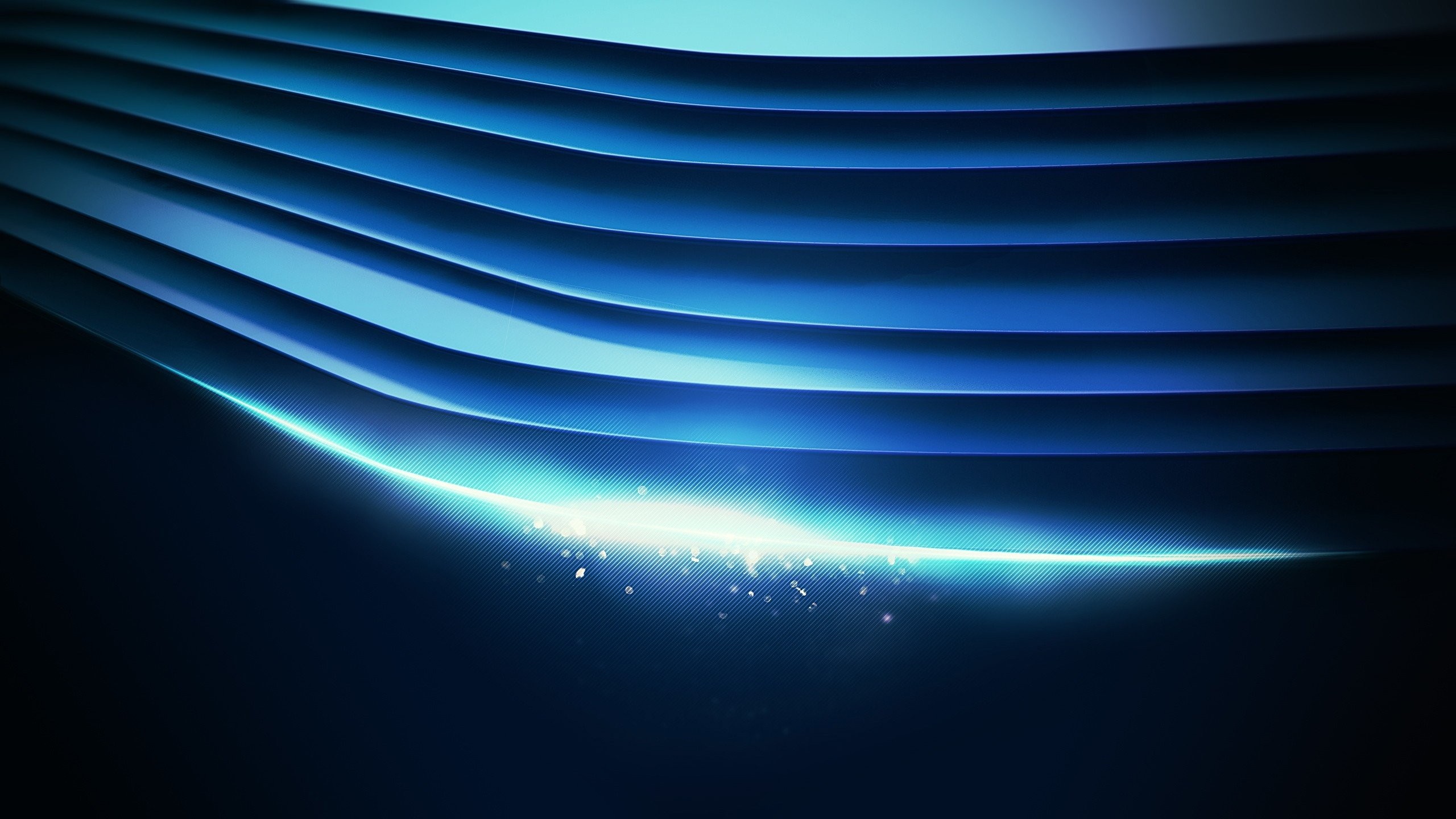 Abstract blue waves with light and particles HD Wallpaper