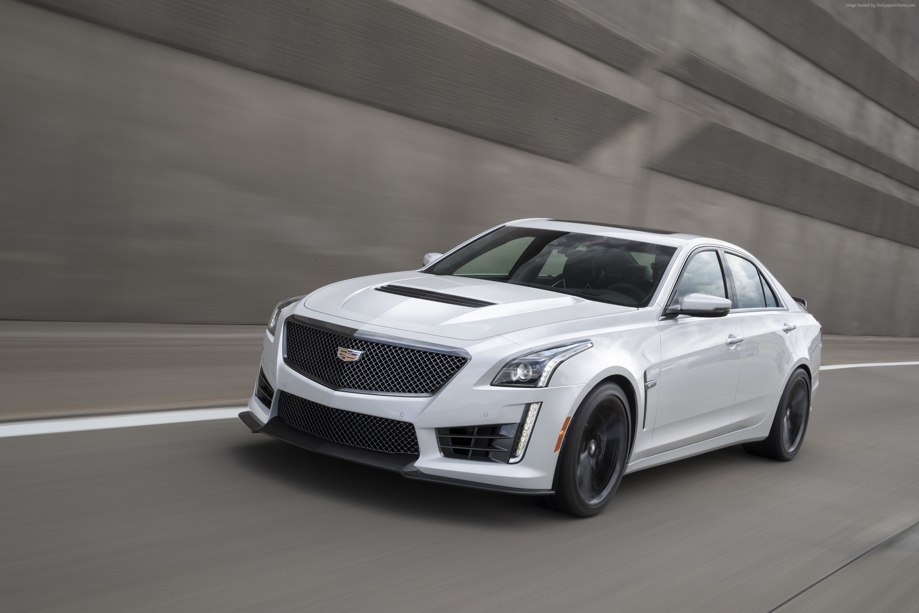 White Cadillac ATS V Sedan HD Wallpaper