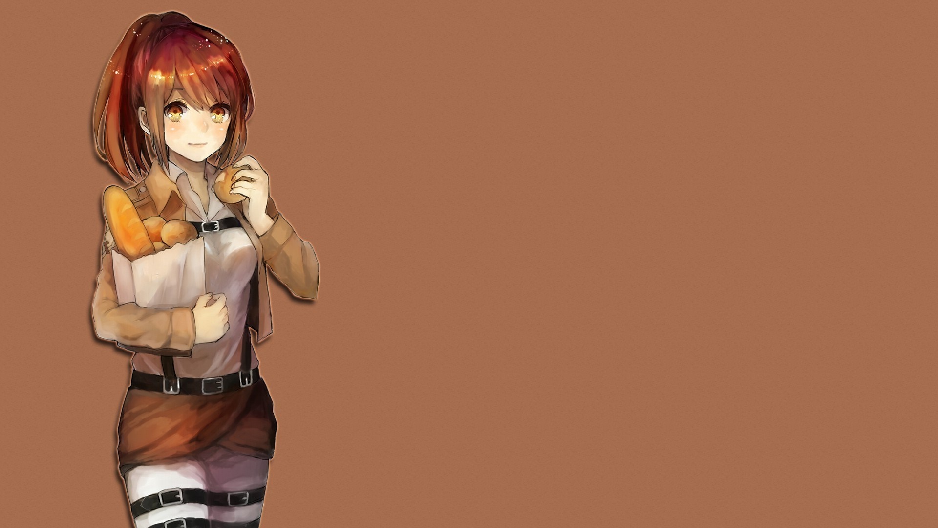 Sasha Blouse from Attack on Titan holding bread HD Wallpaper