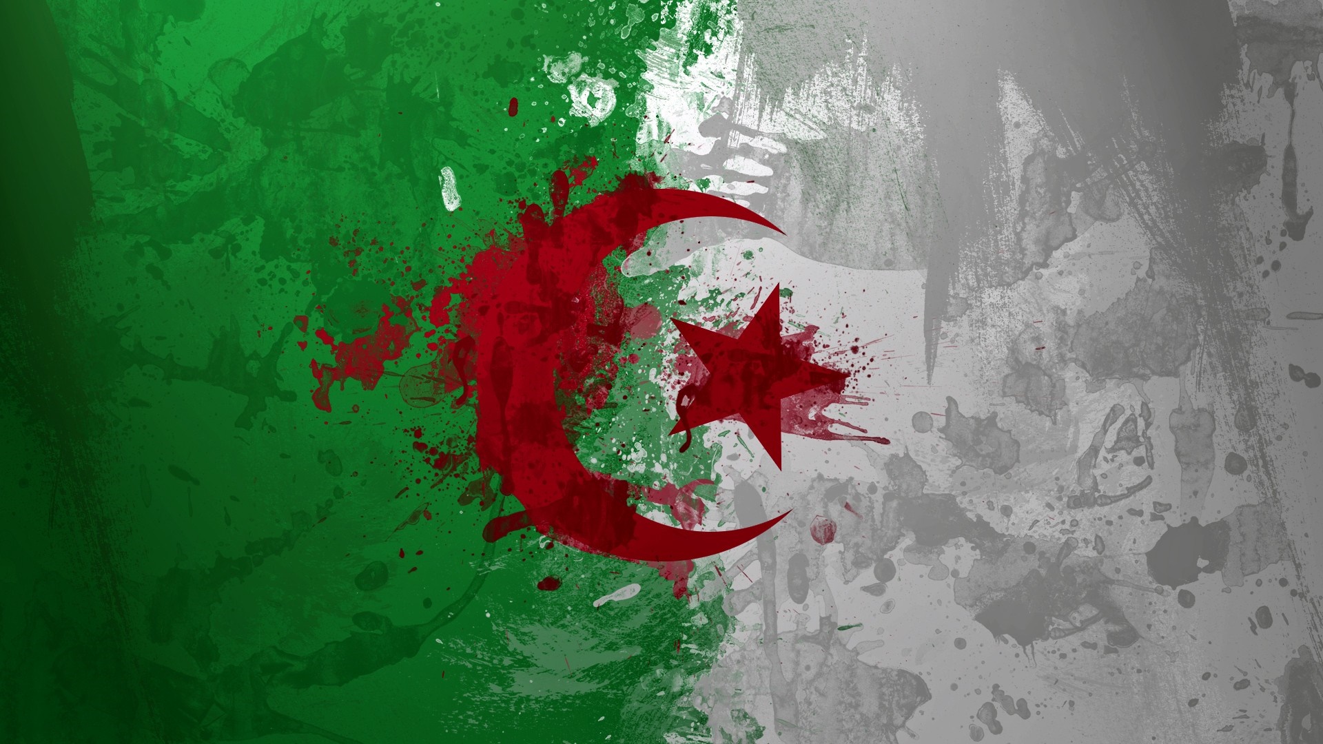 Algerian flag with paint splatters HD Wallpaper