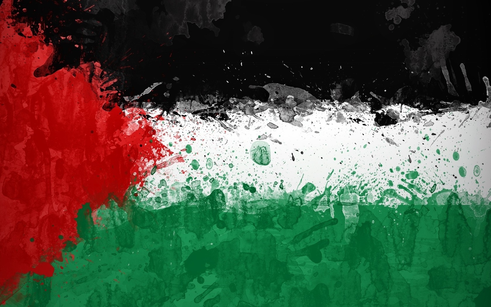 Abstract Palestinian flag with paint splatters HD Wallpaper