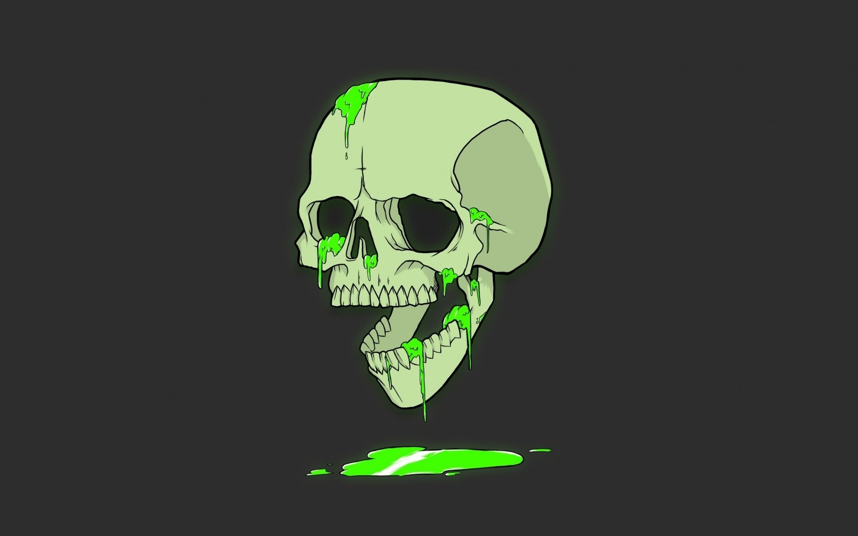 Illustration of a dripping green skull HD Wallpaper