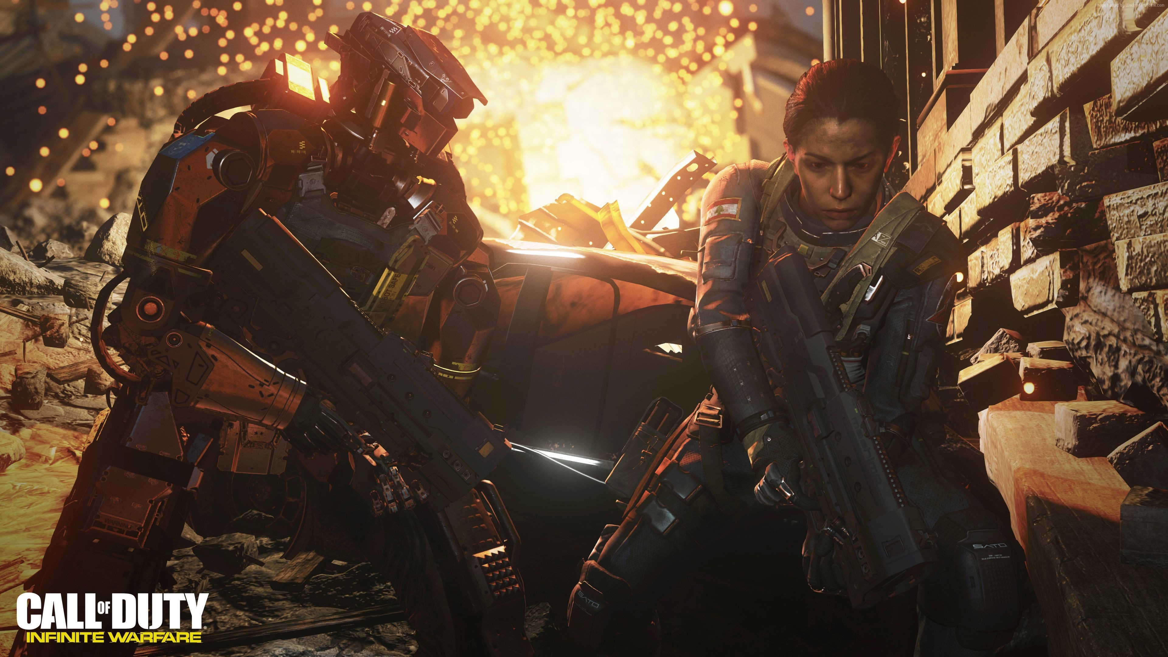 Call of Duty: Infinite Warfare robot and soldier HD Wallpaper