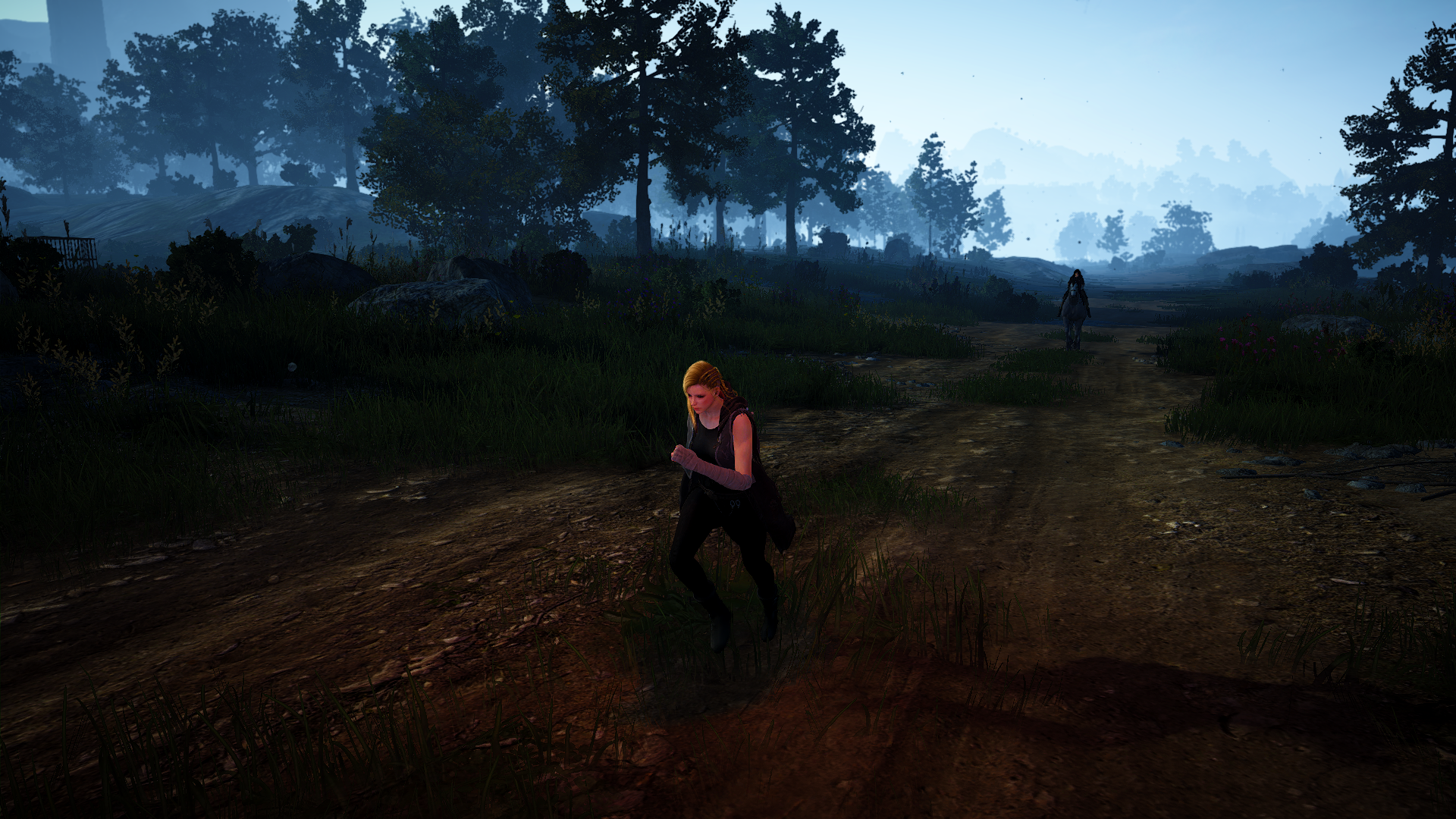 Woman running in a forest in Black Desert HD Wallpaper