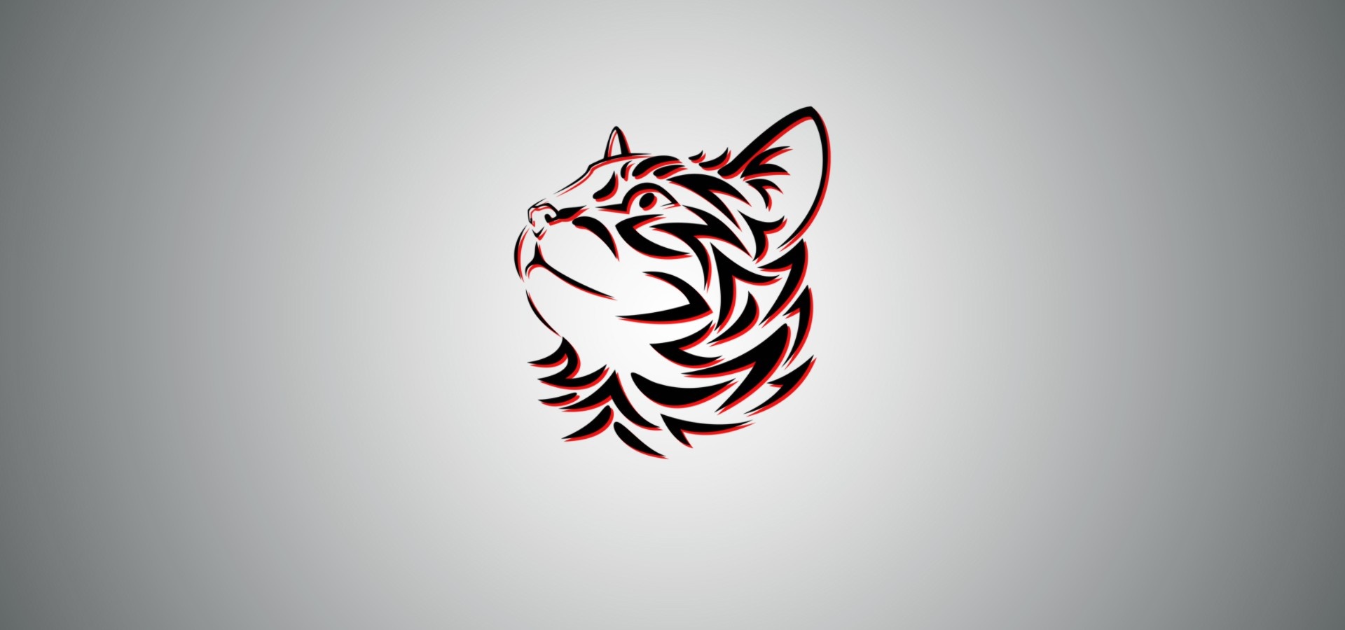 Tribal cat head logo with red and black outline HD Wallpaper