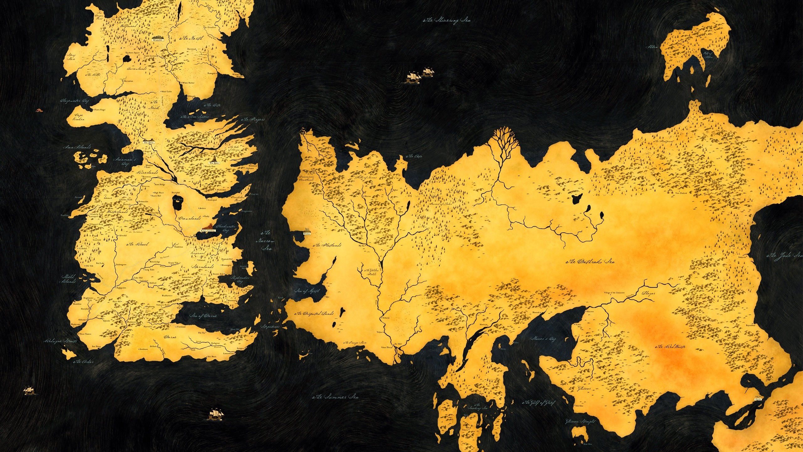 Map of Westeros and Essos from Game of Thrones HD Wallpaper