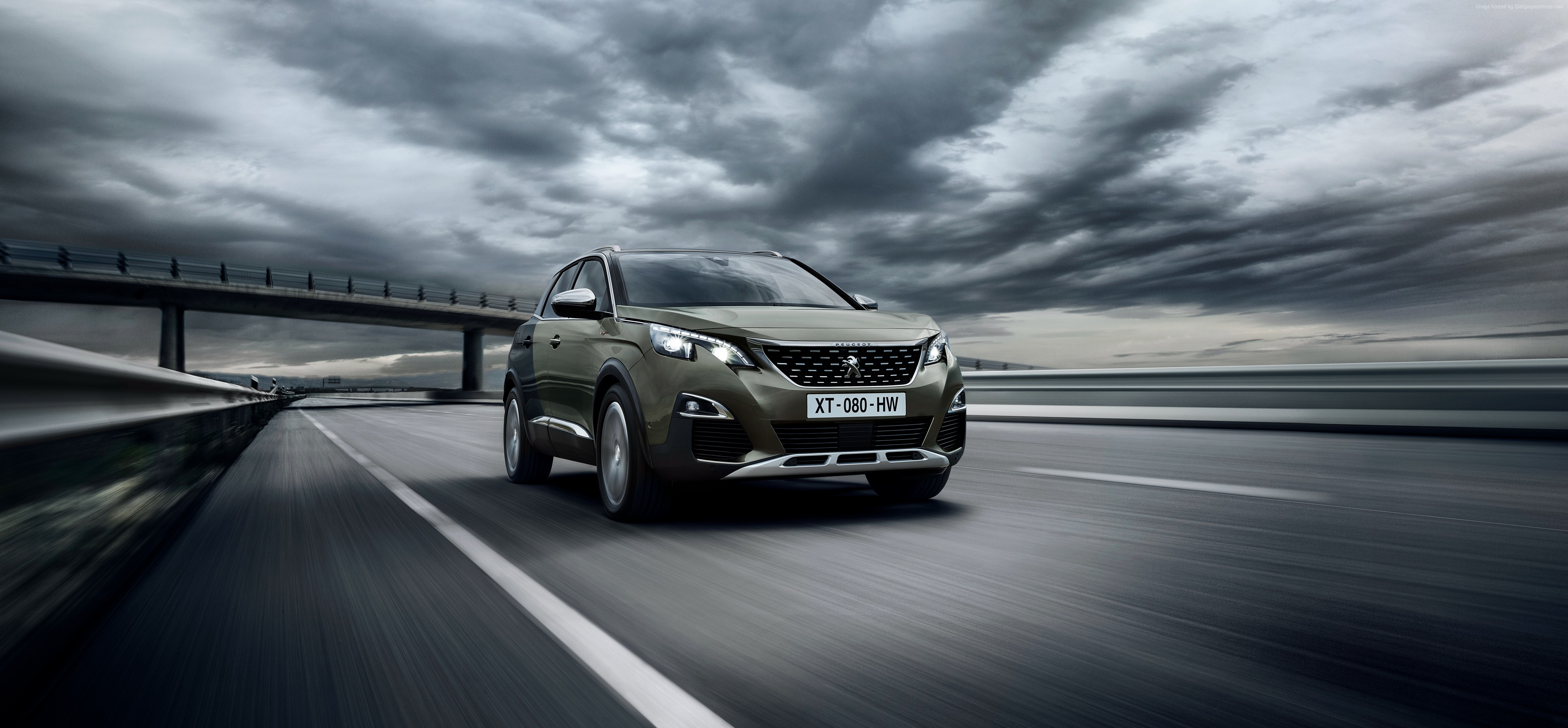 Peugeot 3008 GT Line Crossover driving on a highway HD Wallpaper