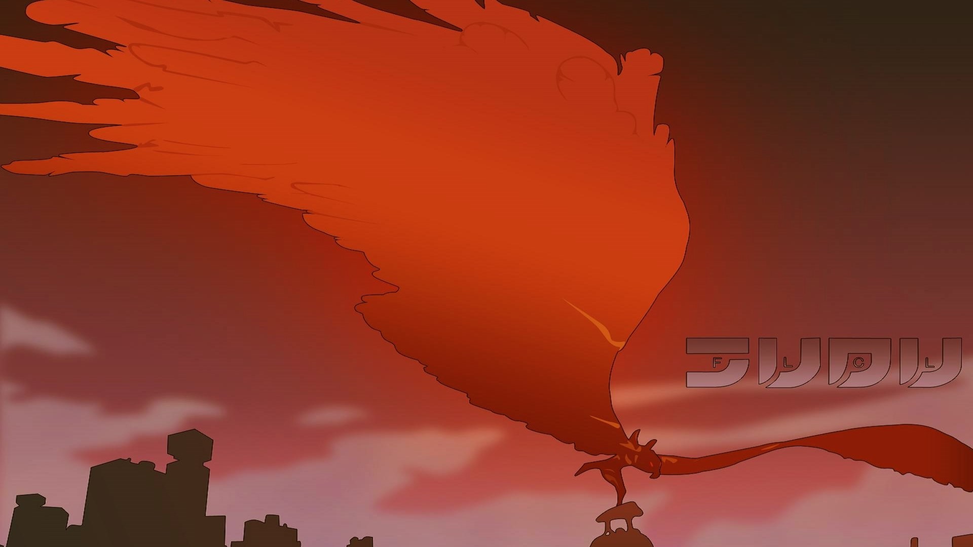 Haruko Haruhara from FLCL flying a red bird HD Wallpaper