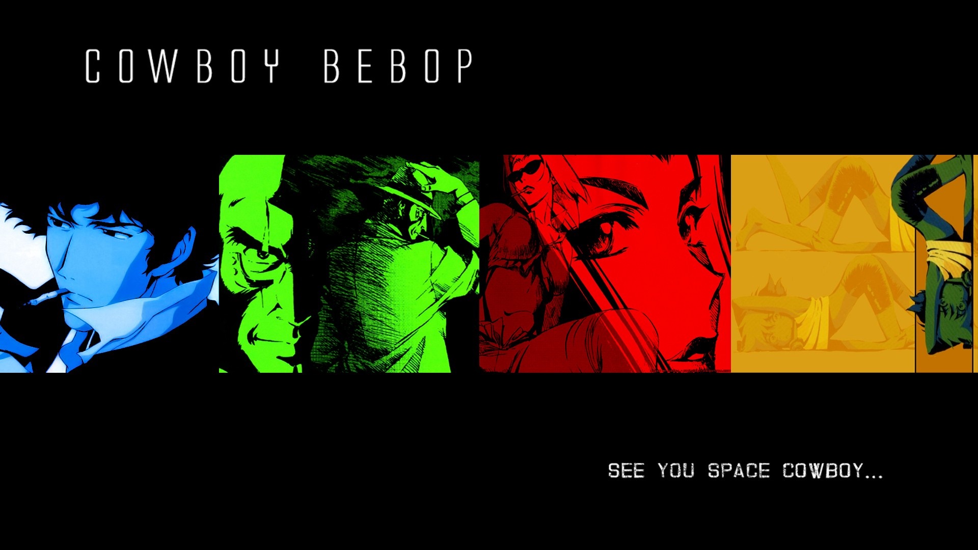 Cowboy Bebop anime montage with text HD Wallpaper