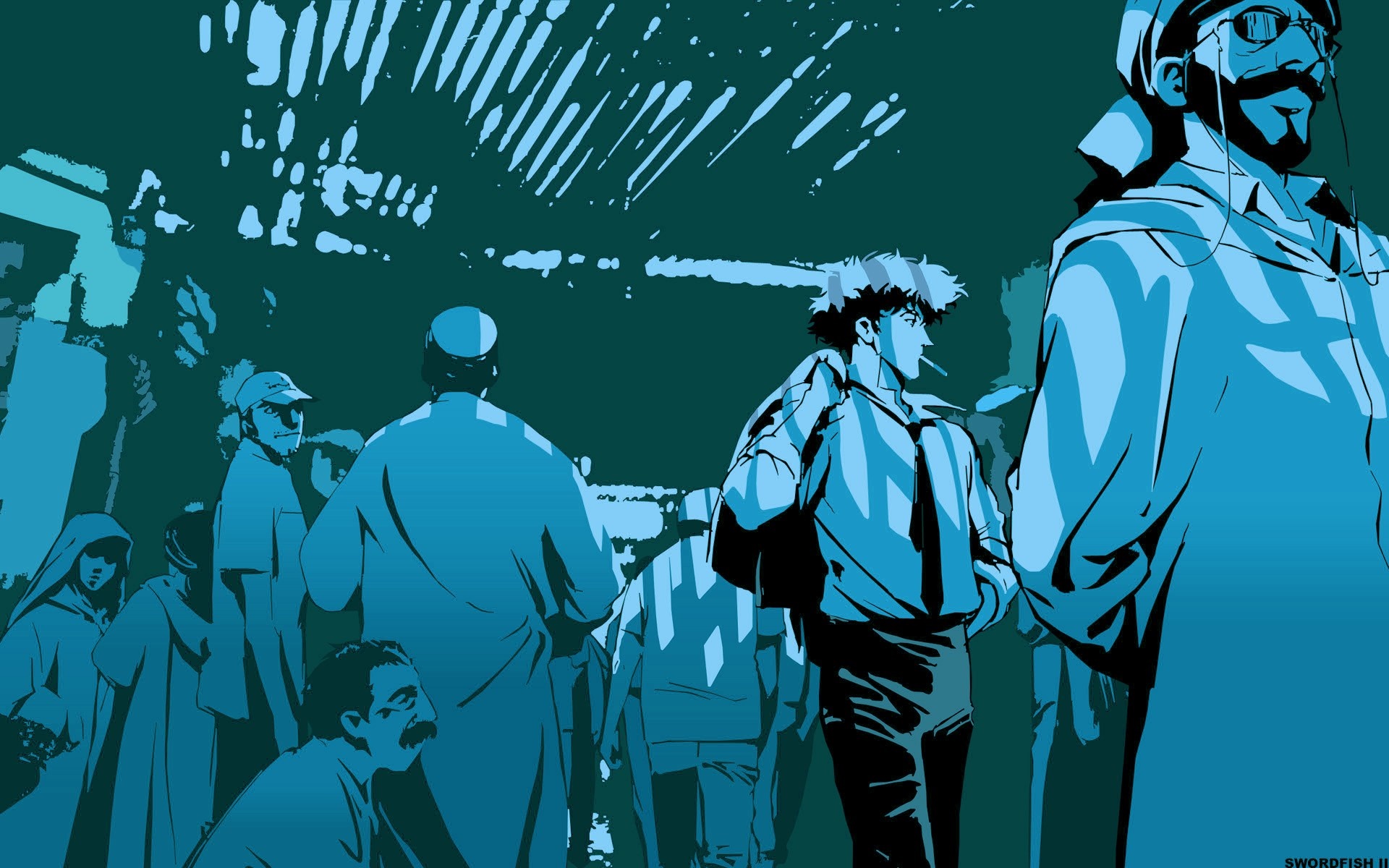 Spike Spiegel from Cowboy Bebop in a crowd HD Wallpaper