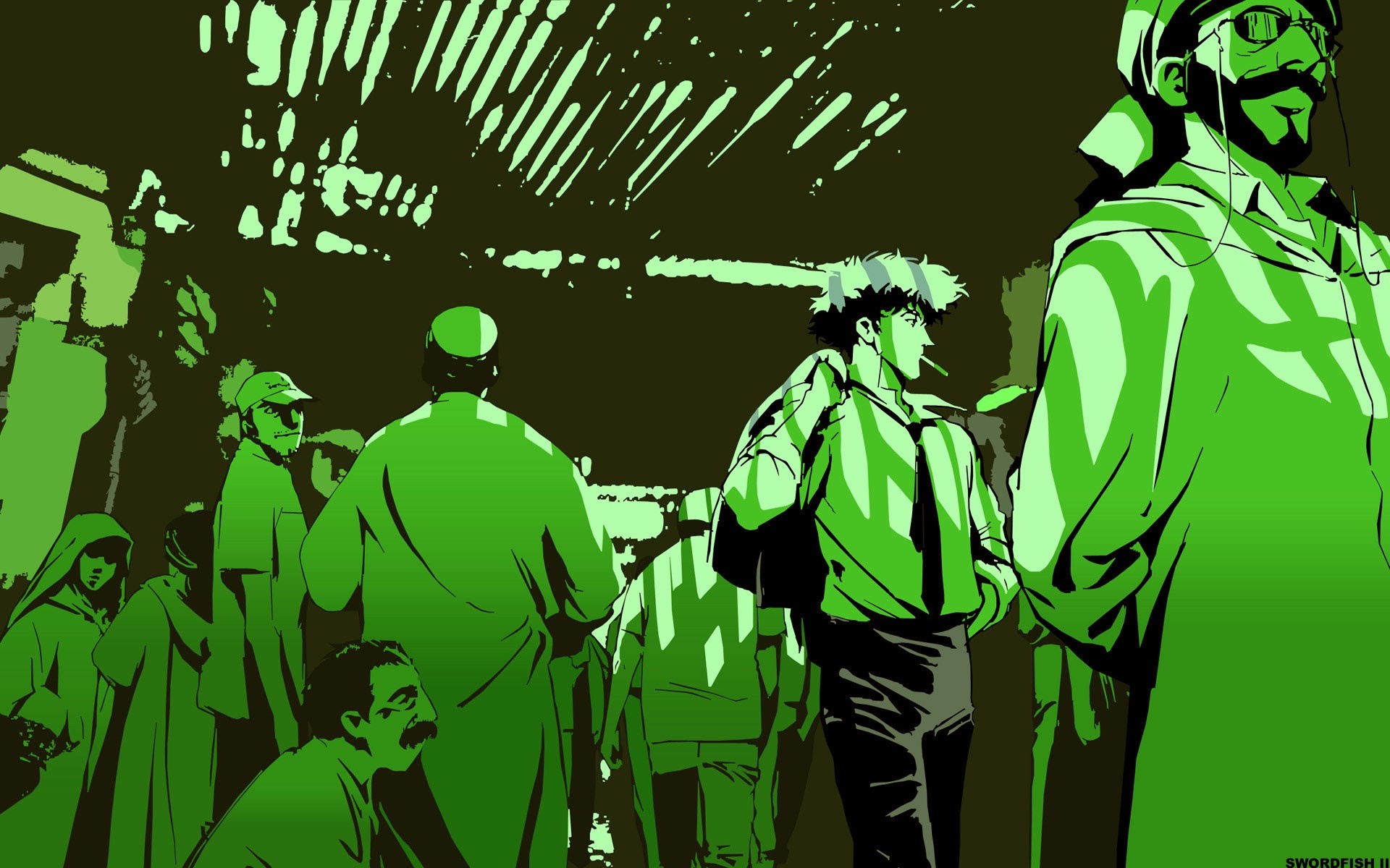 Spike Spiegel from Cowboy Bebop in a crowd HD Wallpaper