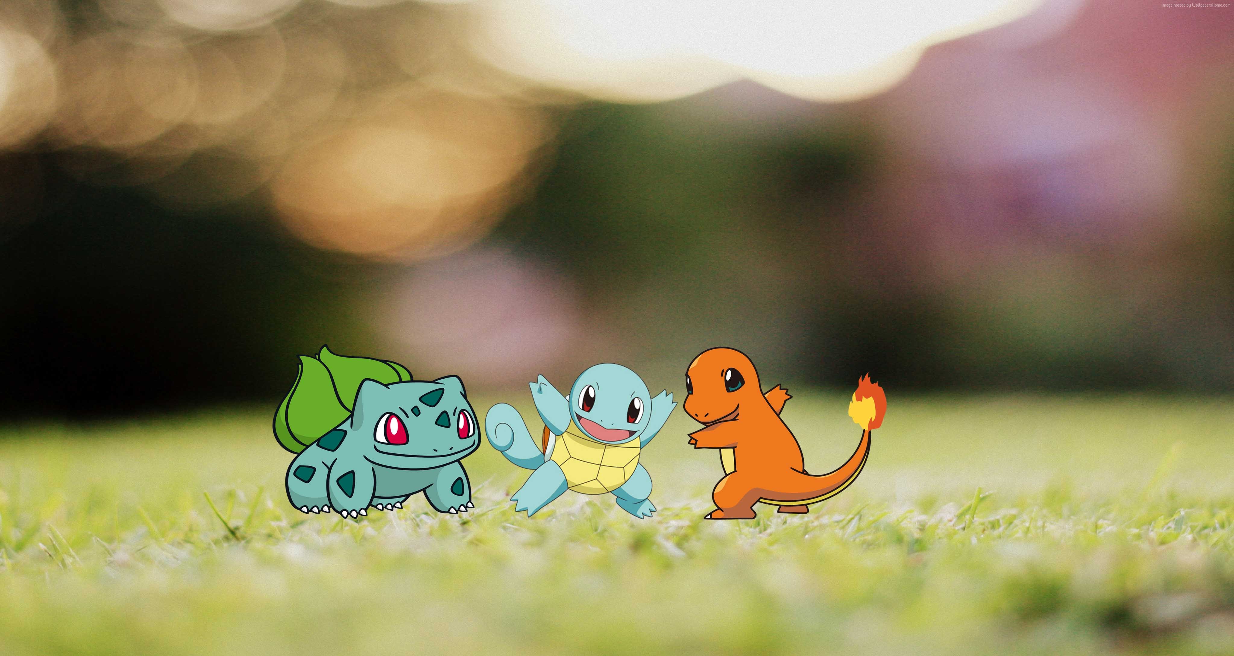 Bulbasaur, Squirtle, and Charmander from Pokemon HD Wallpaper