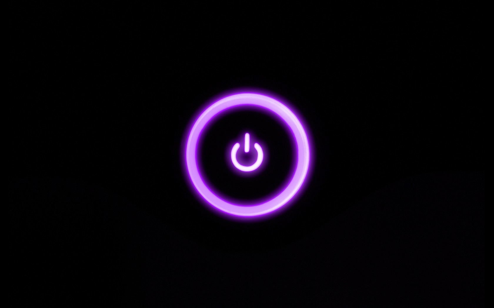 Purple neon power button on black background HD Wallpaper