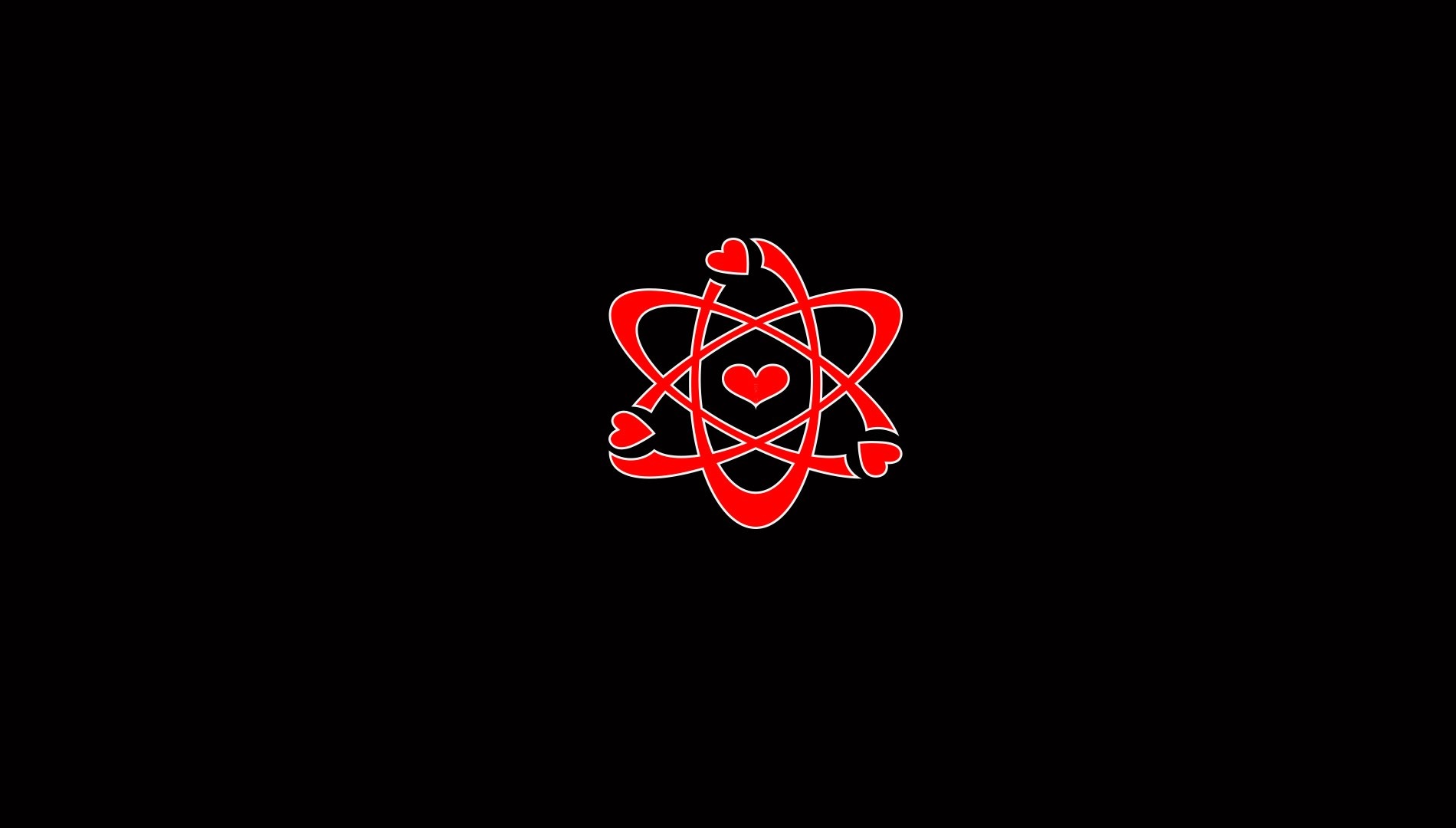 Red atom symbol with hearts HD Wallpaper
