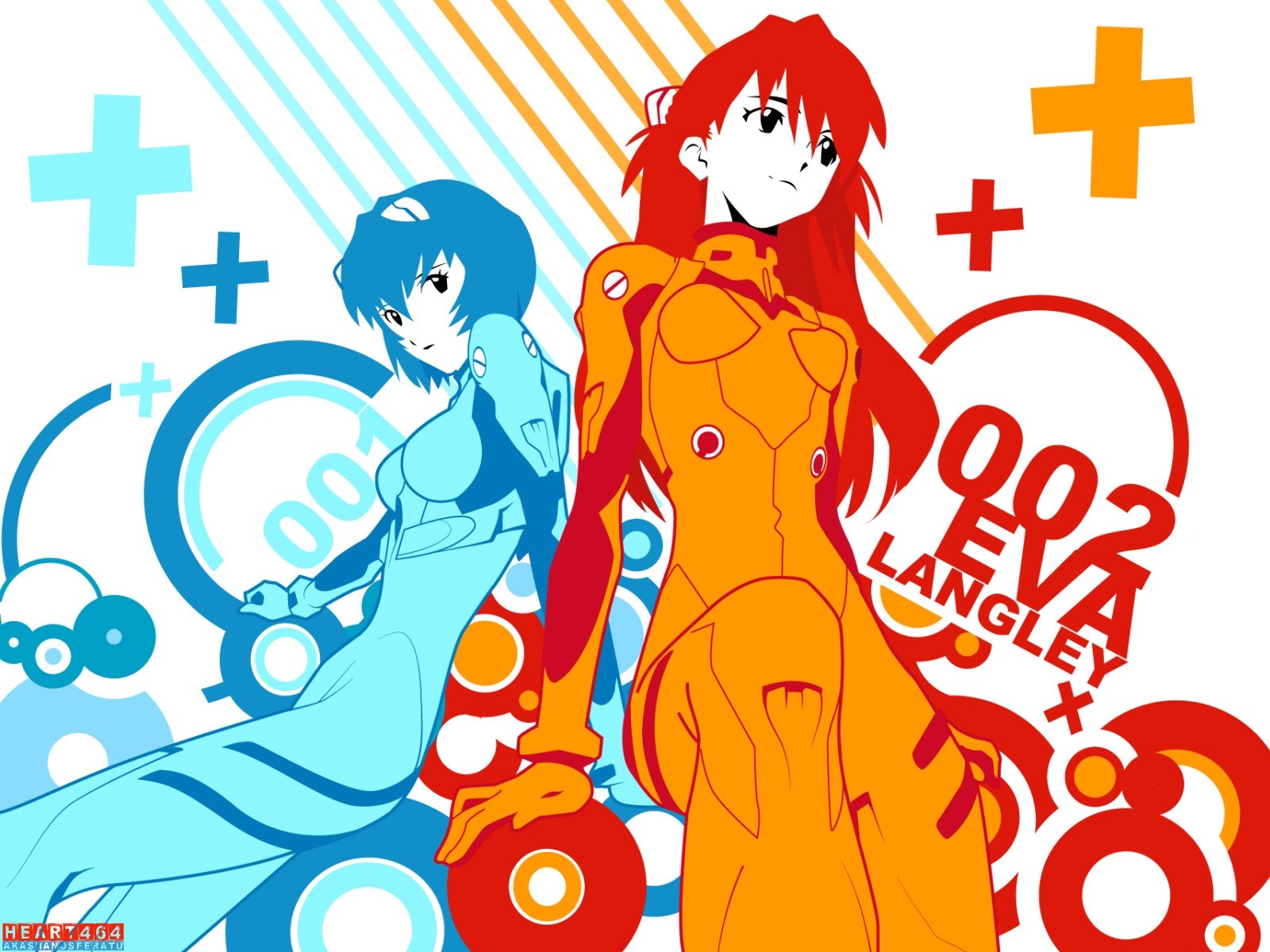 Asuka Langley Soryu and Rei Ayanami from Neon Genesis Evangelion HD Wallpaper