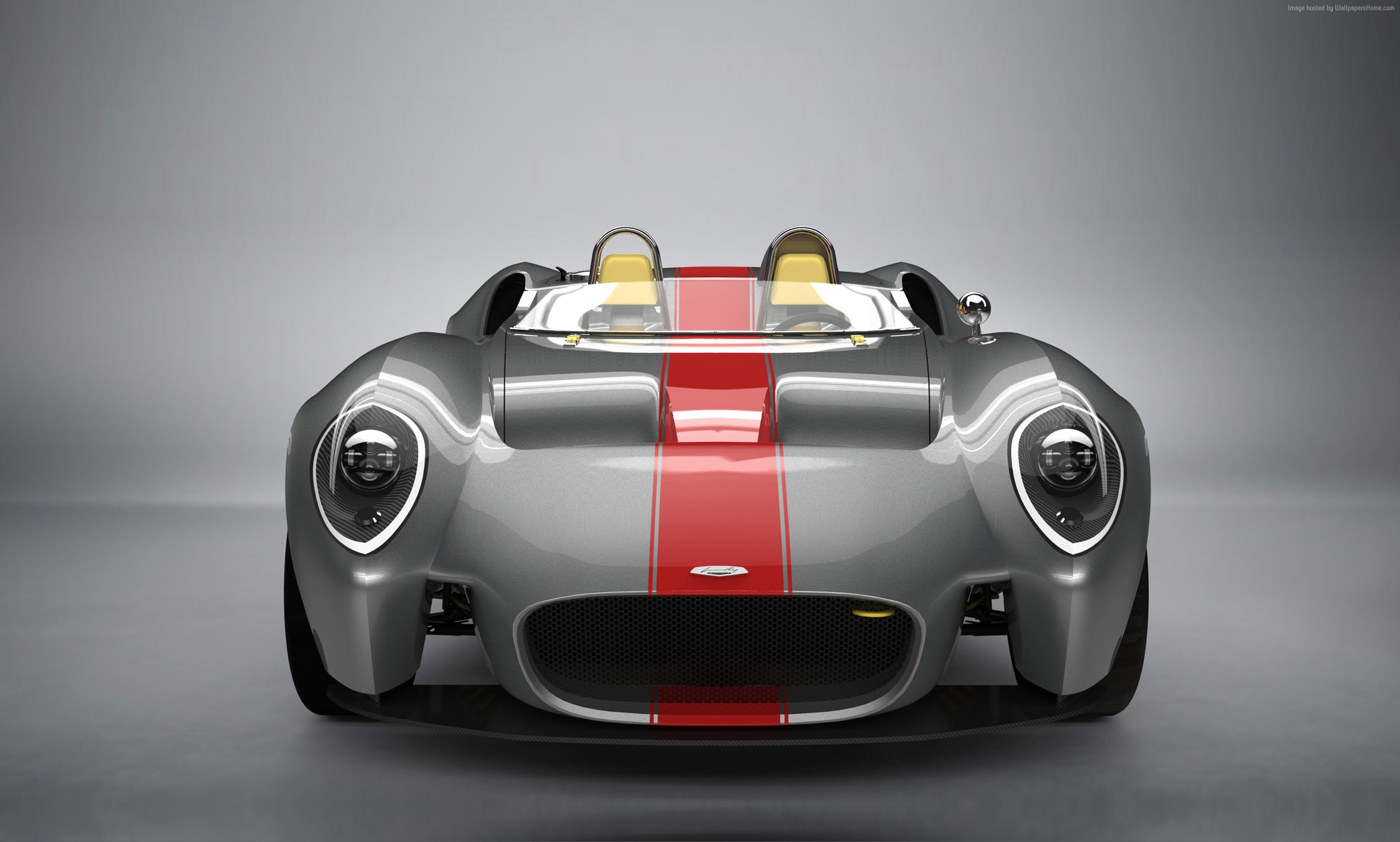 Silver Jannarelly Design 1 sports car with red stripe HD Wallpaper