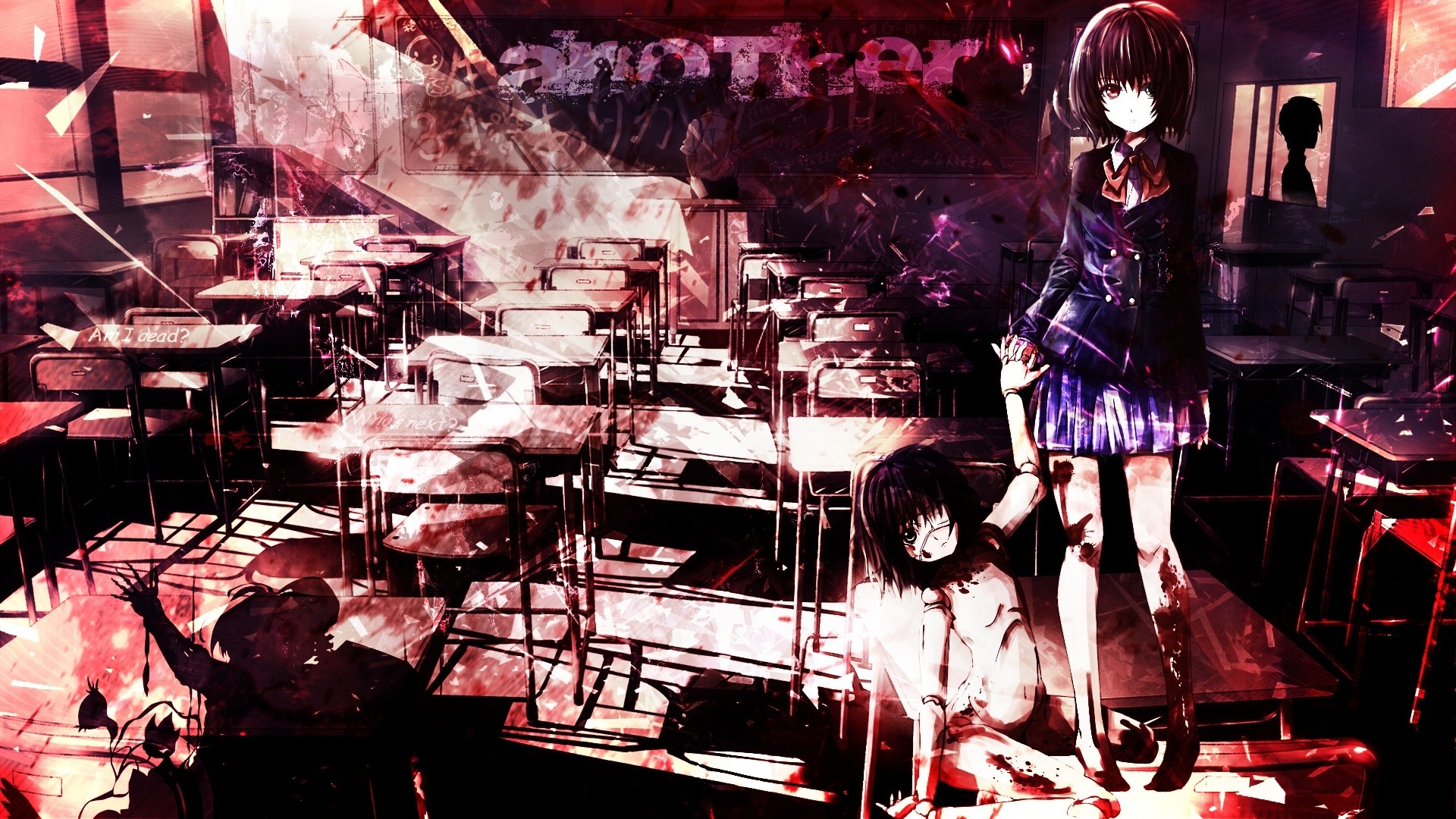Another classroom with anime characters and blood HD Wallpaper
