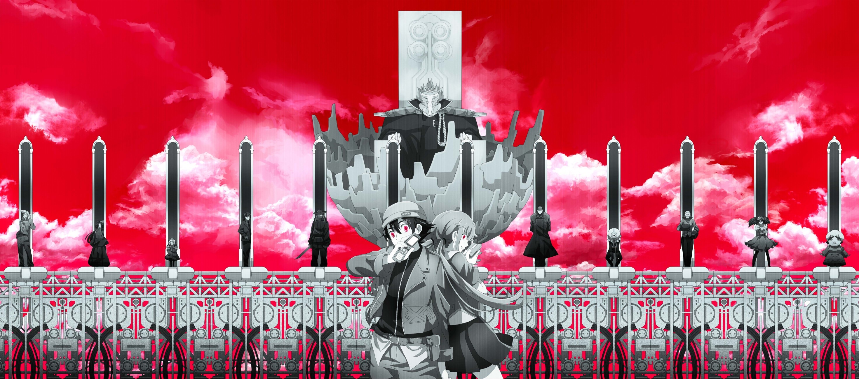 Mirai Nikki: Amano Yukiteru and Gasai Yuno on a Stage HD Wallpaper