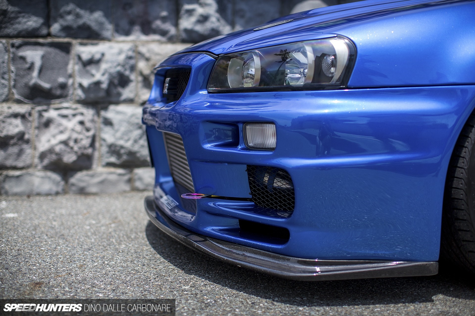 Blue Nissan Skyline R34 GT-R front bumper HD Wallpaper