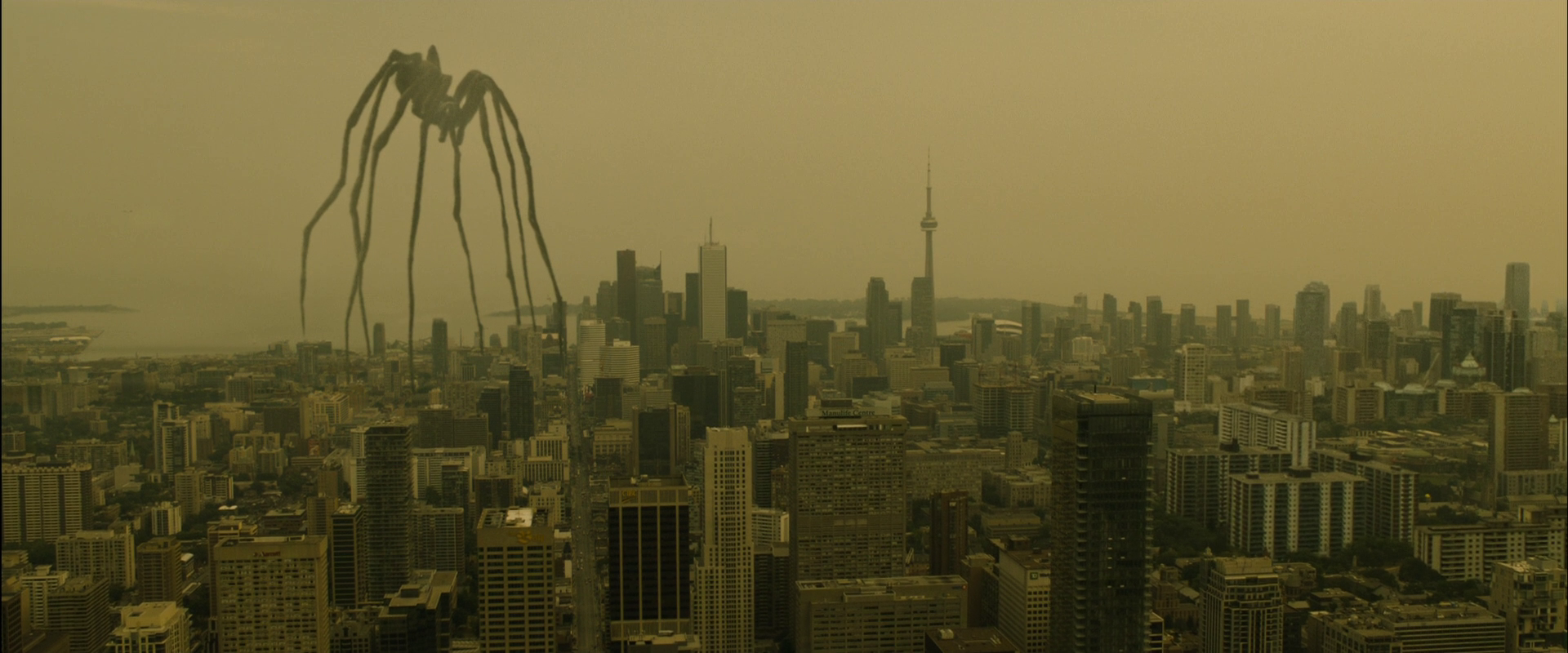 Giant spider-like creature over Toronto cityscape HD Wallpaper