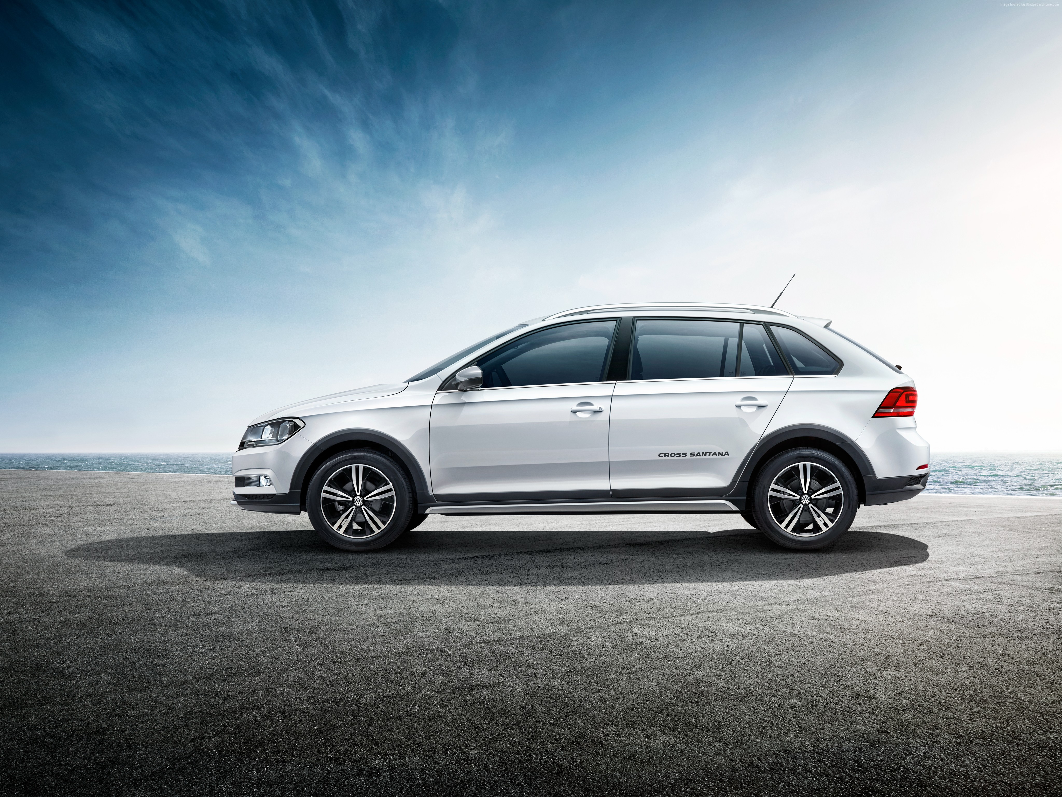 White Volkswagen Cross Santana Estate car HD Wallpaper