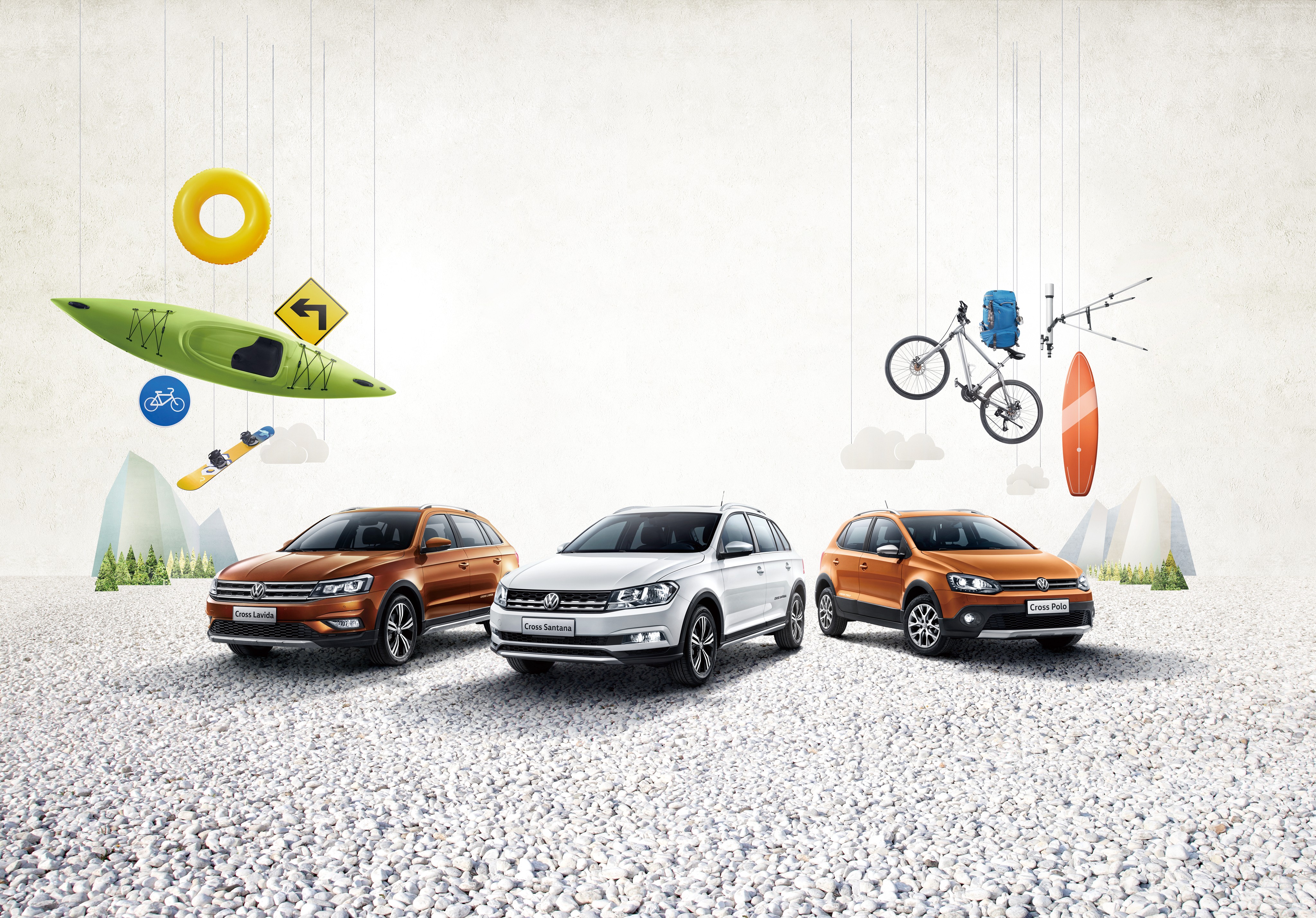 Volkswagen Cross Santana Estate Cars with Outdoor Gear HD Wallpaper
