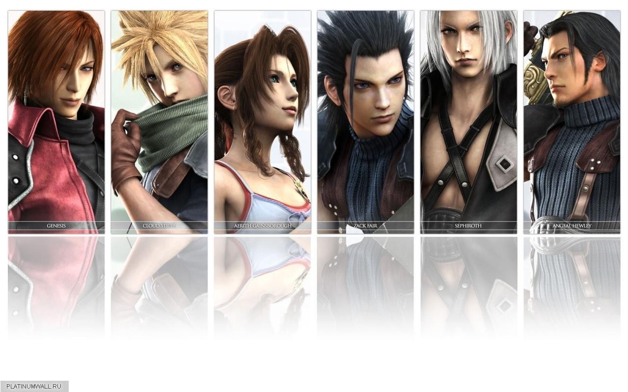 Final Fantasy VII characters: Genesis, Cloud, Aerith, Zack, Sephiroth, Angeal HD Wallpaper