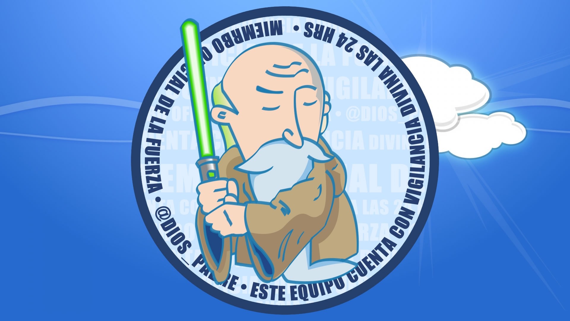 Dios Padre with Lightsaber Logo HD Wallpaper