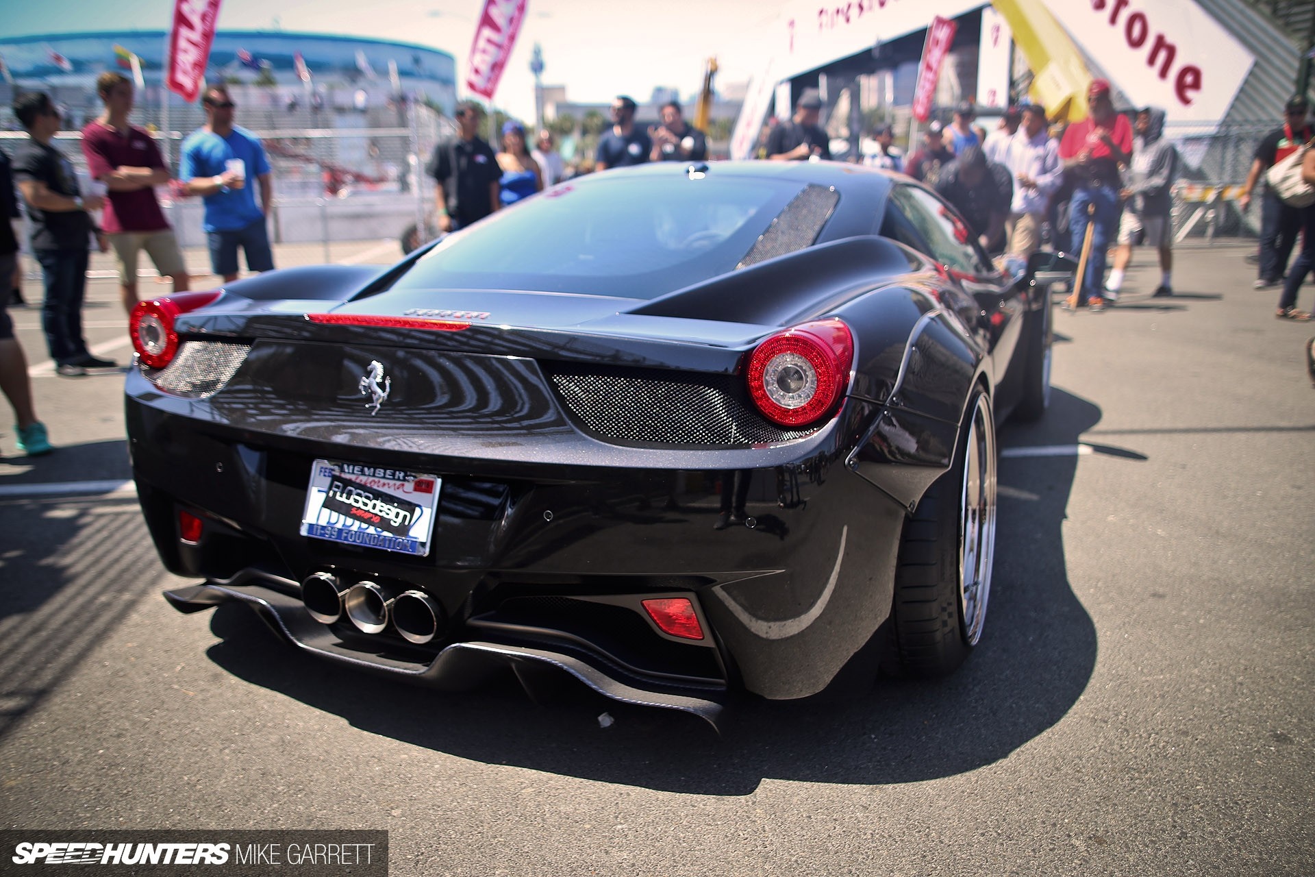 Black Ferrari 458 Italia with widebody kit at Speedhunters event HD Wallpaper