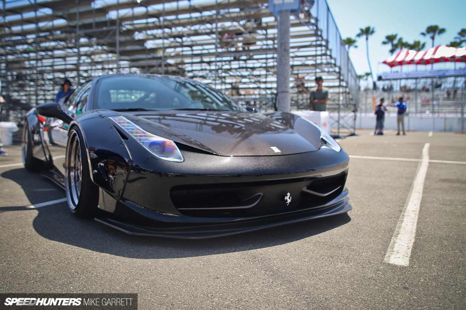 Black Ferrari 458 Italia with widebody kit at Speedhunters event HD Wallpaper