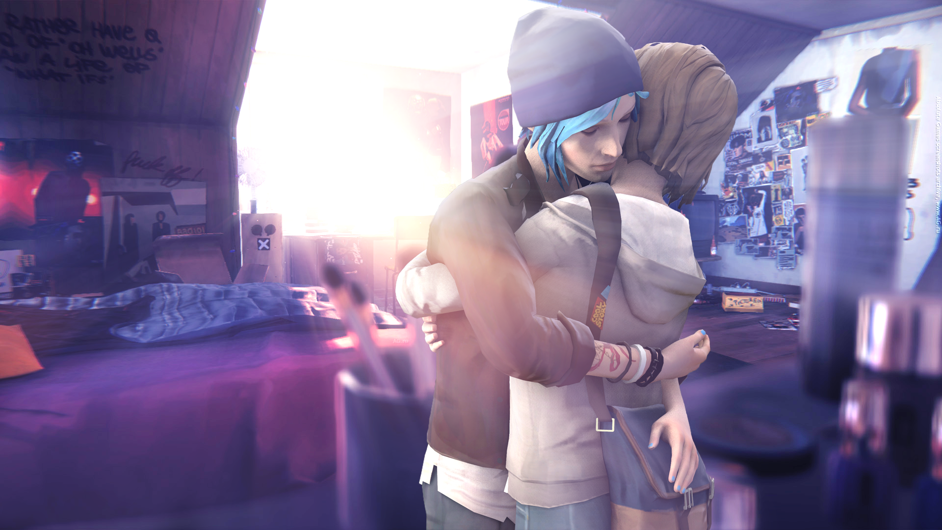 Chloe Price and Max Caulfield from Life Is Strange hugging HD Wallpaper