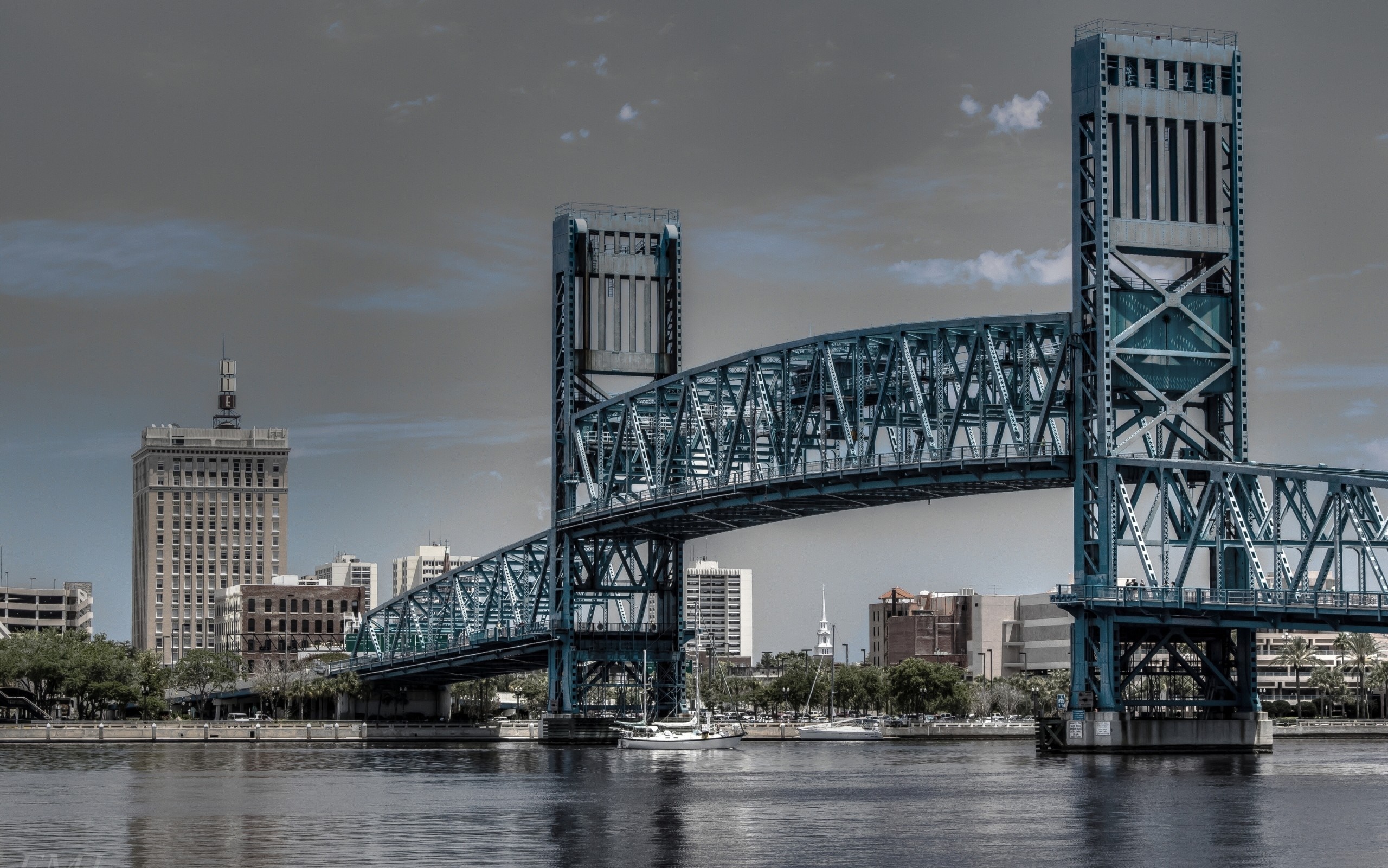 Jacksonville Florida Downtown Bridge and Skyline HD Wallpaper
