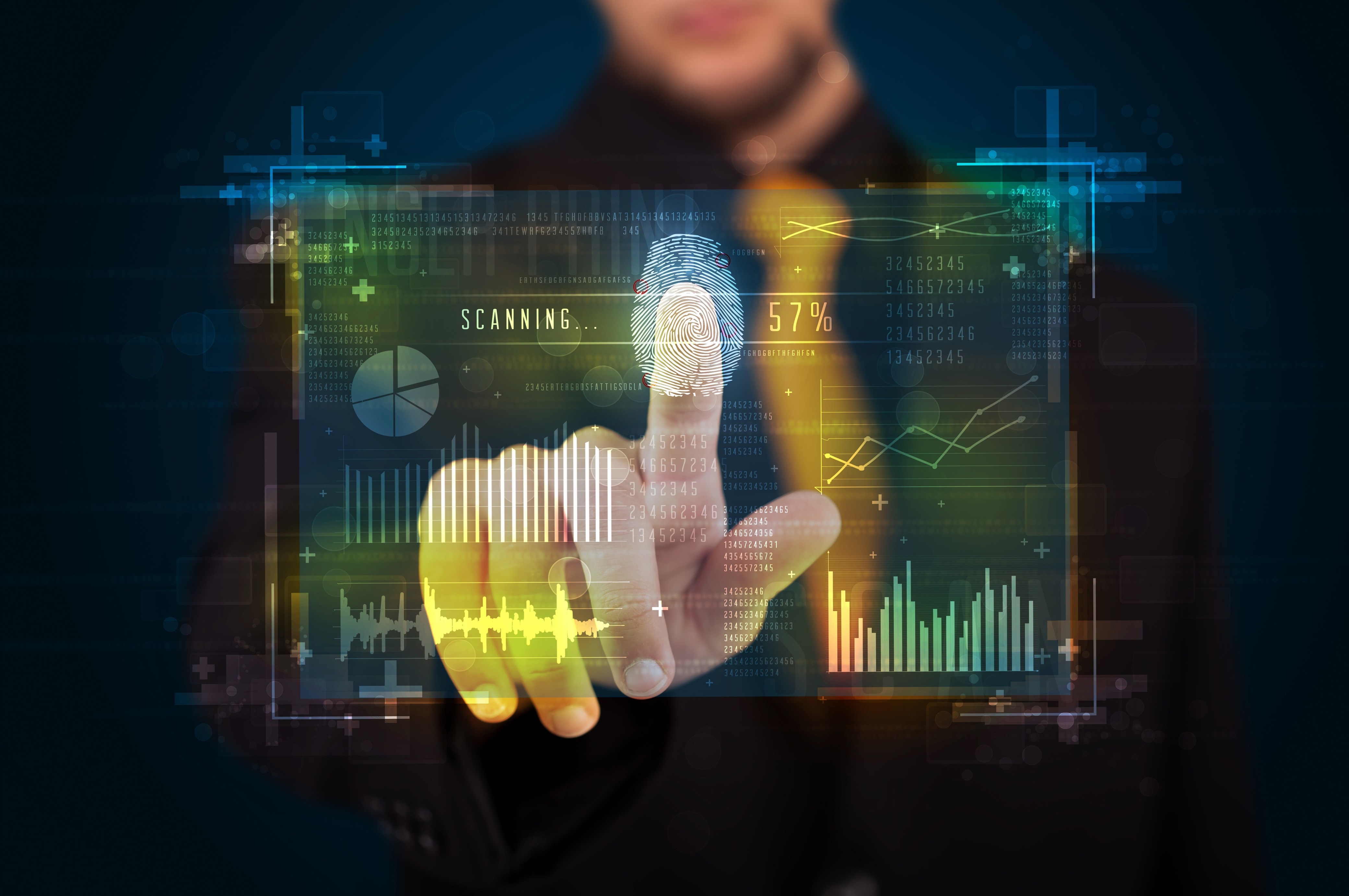 Fingerprint scanning technology with data visualization HD Wallpaper