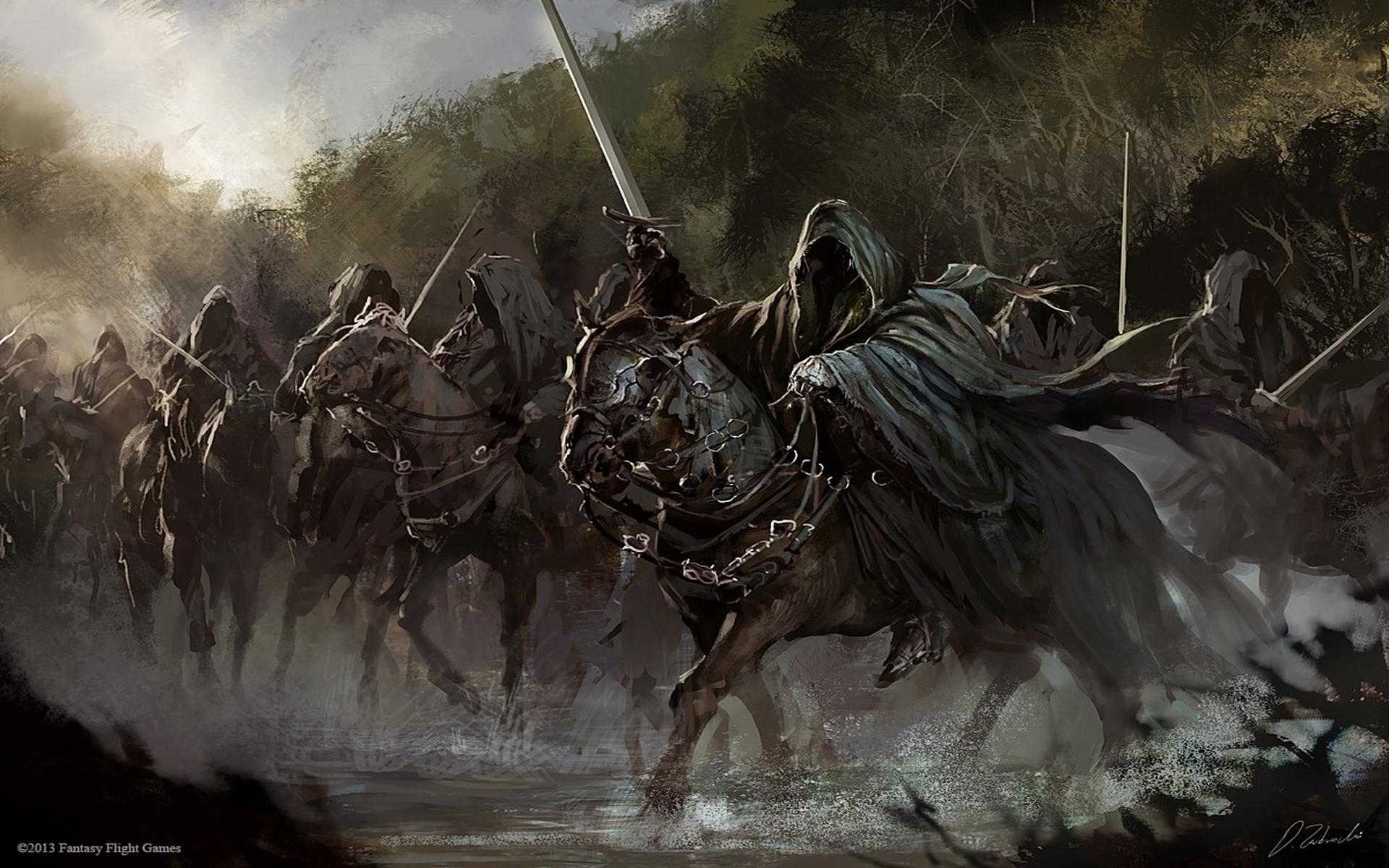 Nazg l on horseback in a dark forest HD Wallpaper