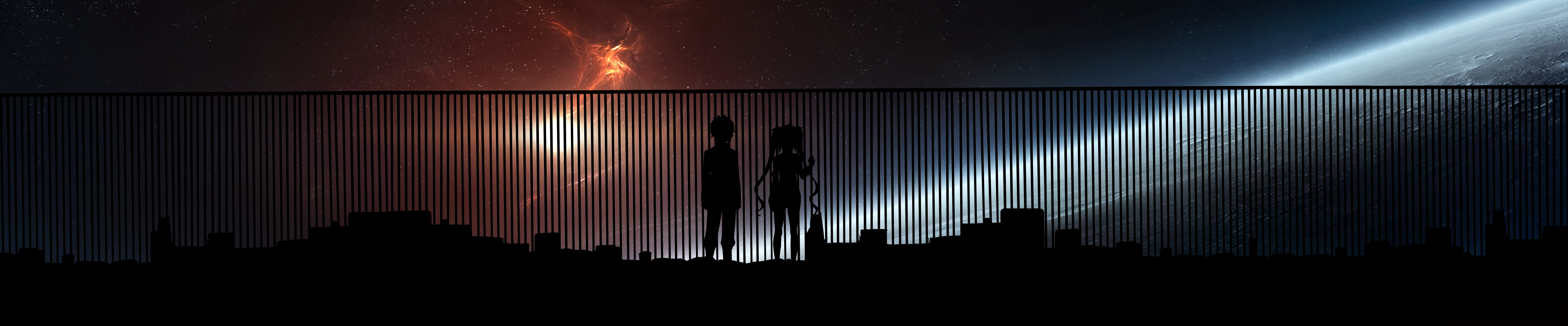 Bell Cranel and Hestia from DanMachi in space HD Wallpaper