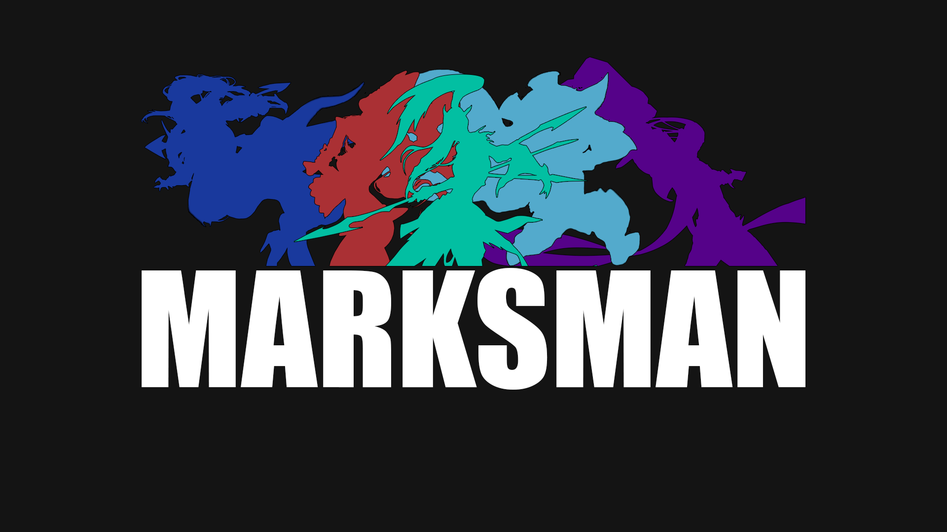 Marksman logo with colorful character silhouettes HD Wallpaper