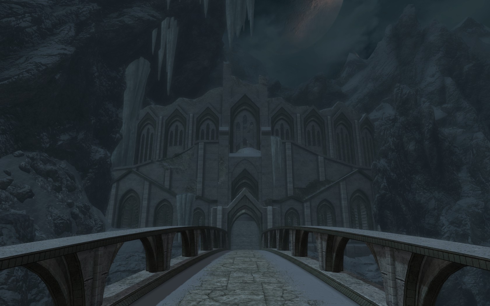 The Elder Scrolls V Skyrim screenshot of a snowy castle entrance HD Wallpaper