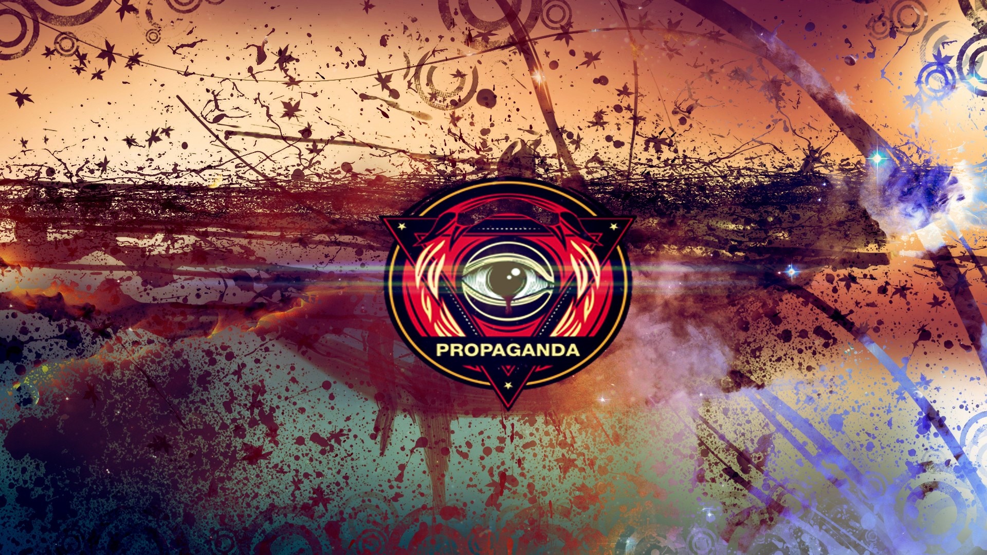 Propaganda eye logo on abstract background HD Wallpaper