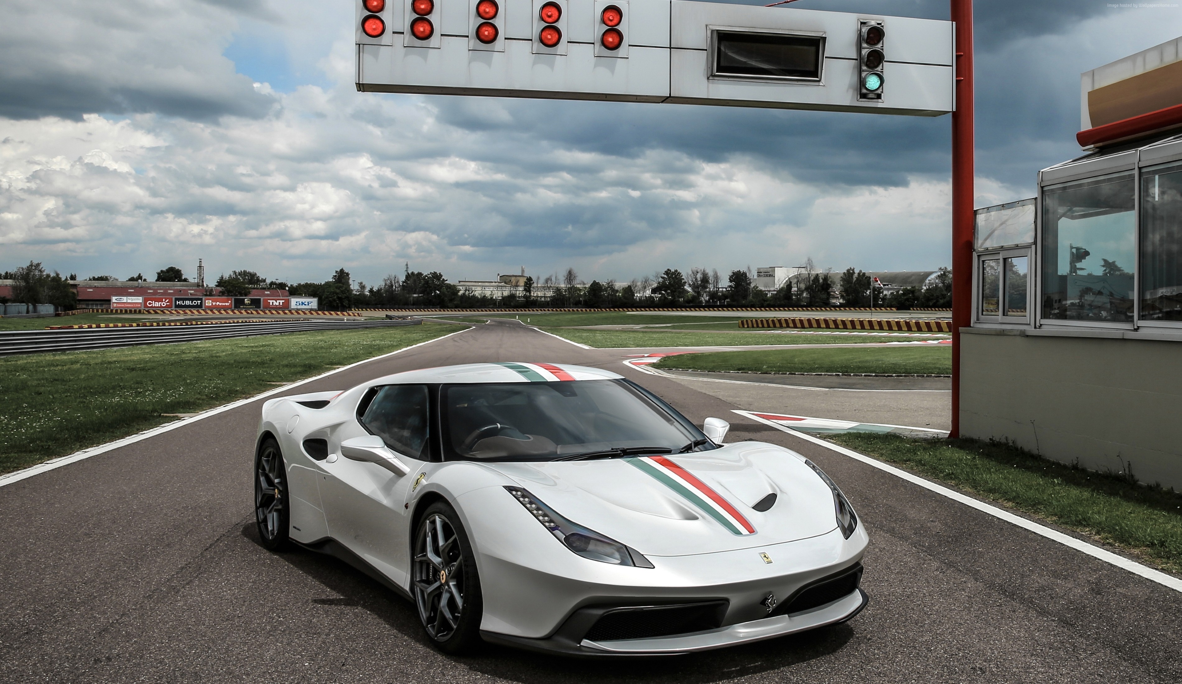 White Ferrari 458 MM Speciale on a Race Track HD Wallpaper