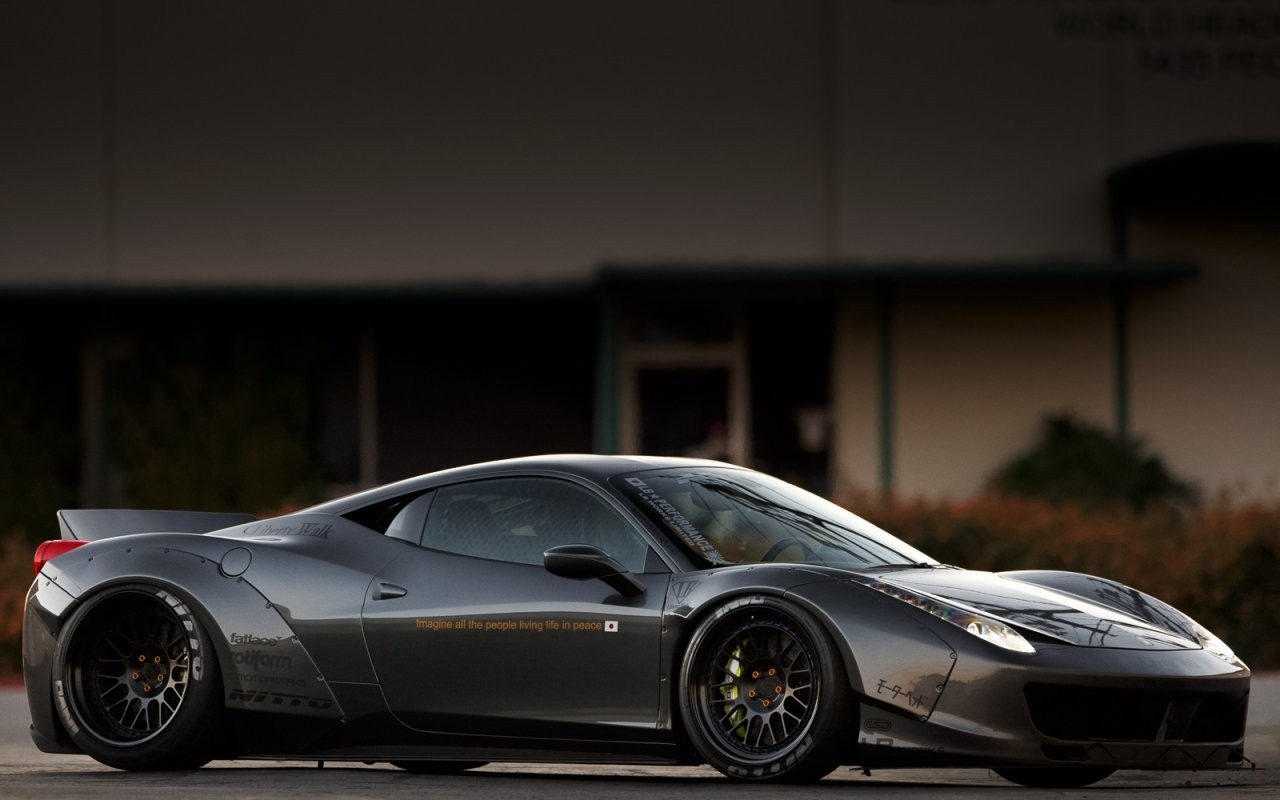 Widebody Ferrari 458 Italia with custom wheels HD Wallpaper