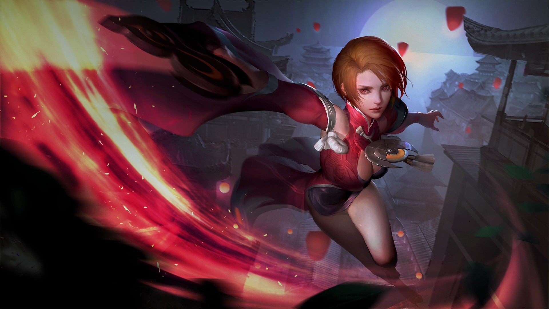 Fantasy angel with wings over fallen soldiers HD Wallpaper