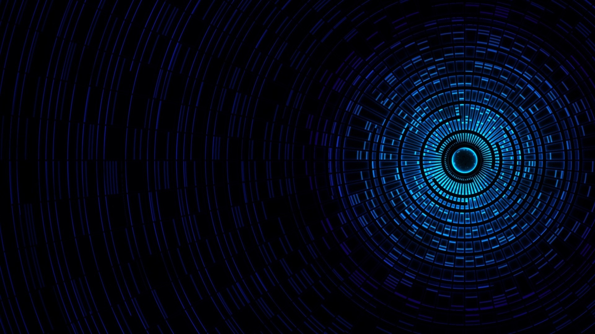 Abstract blue circular pattern on black background HD Wallpaper