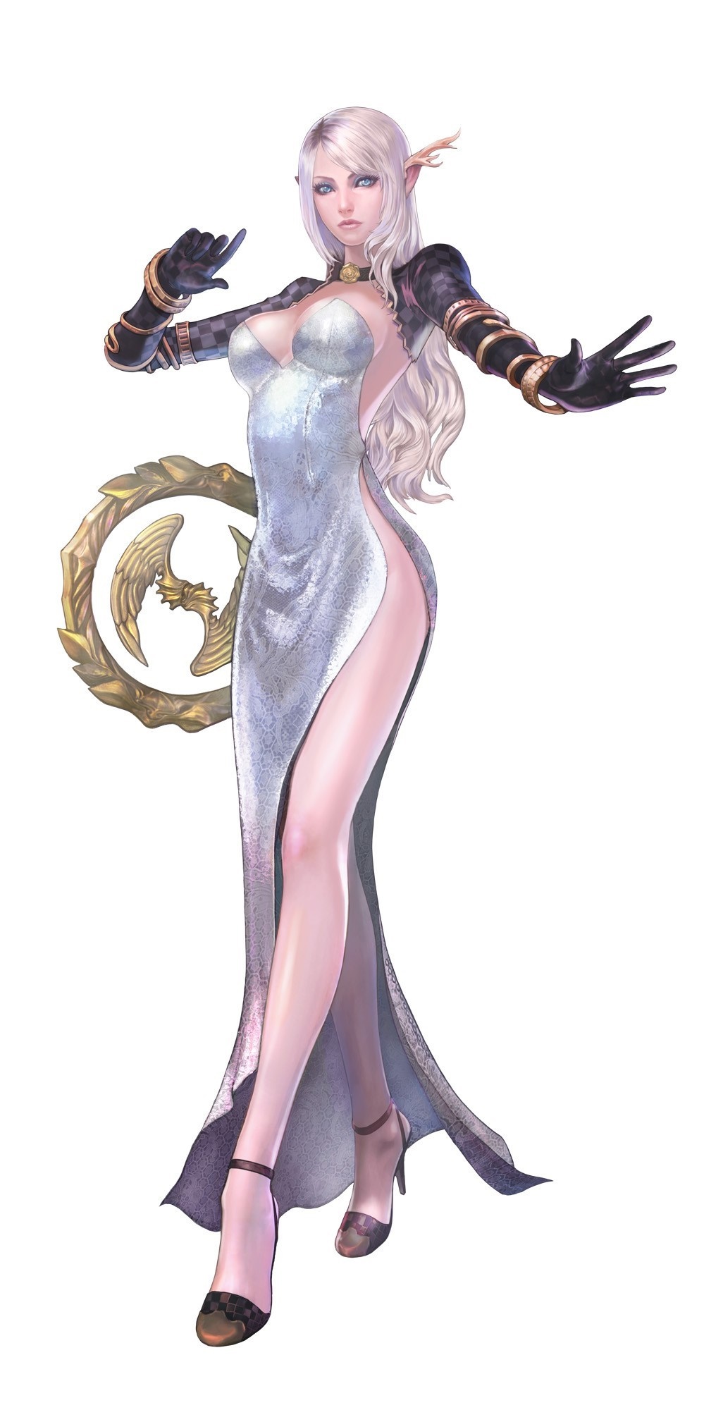 Elf woman in a white dress from Tera Online HD Wallpaper